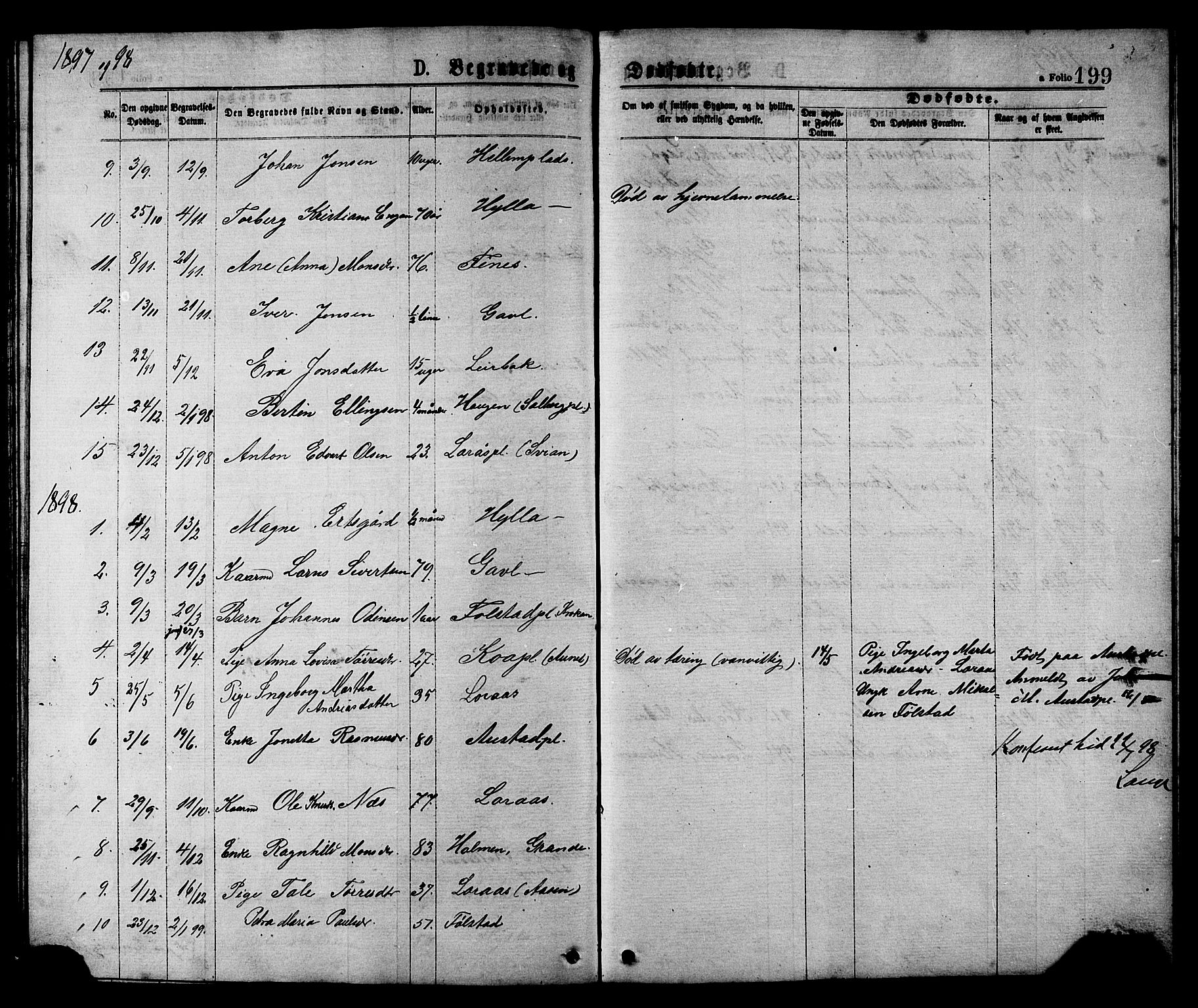Ministerialprotokoller, klokkerbøker og fødselsregistre - Nord-Trøndelag, AV/SAT-A-1458/731/L0311: Parish register (copy) no. 731C02, 1875-1911, p. 199