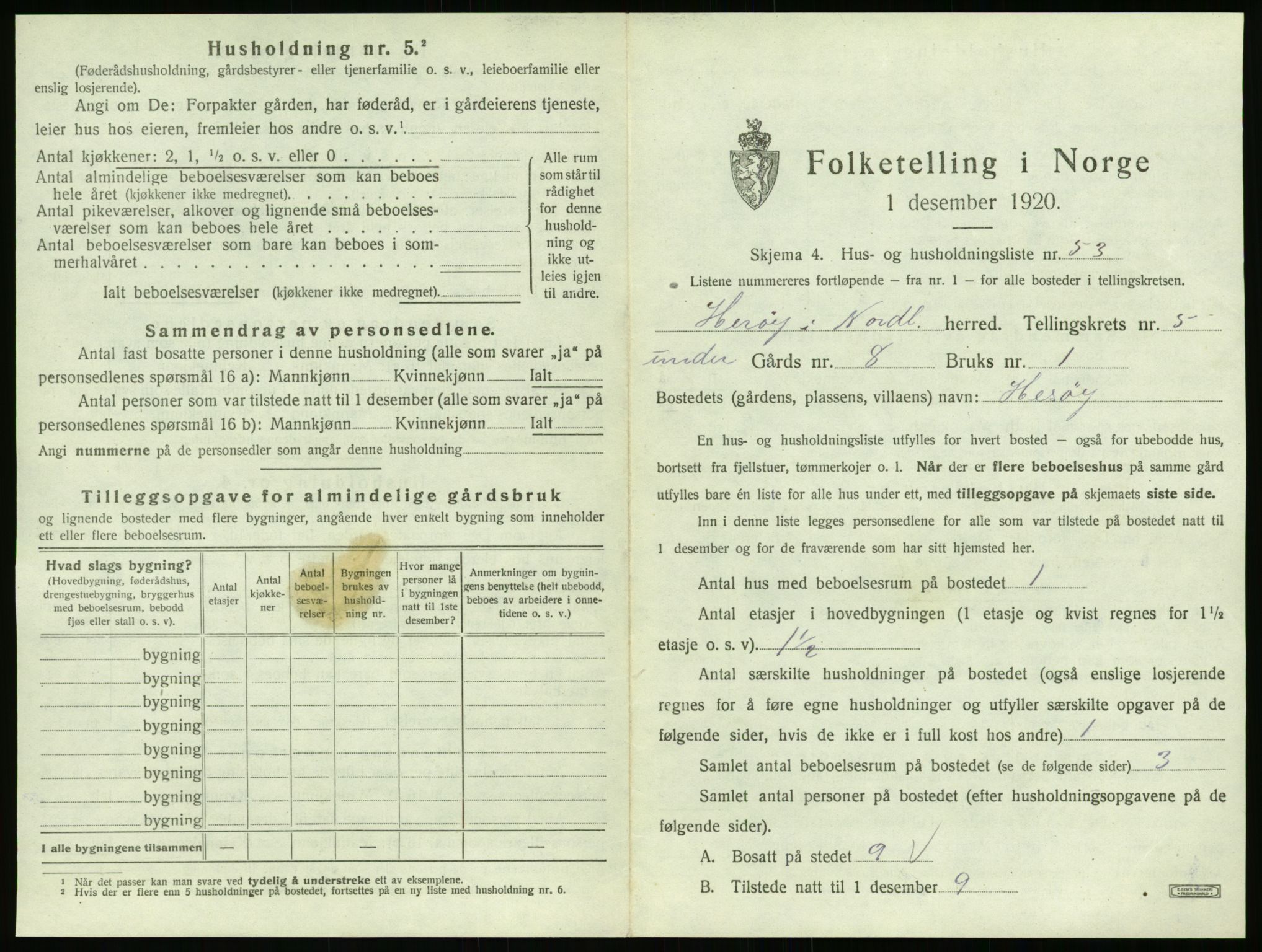 SAT, 1920 census for Herøy, 1920, p. 580