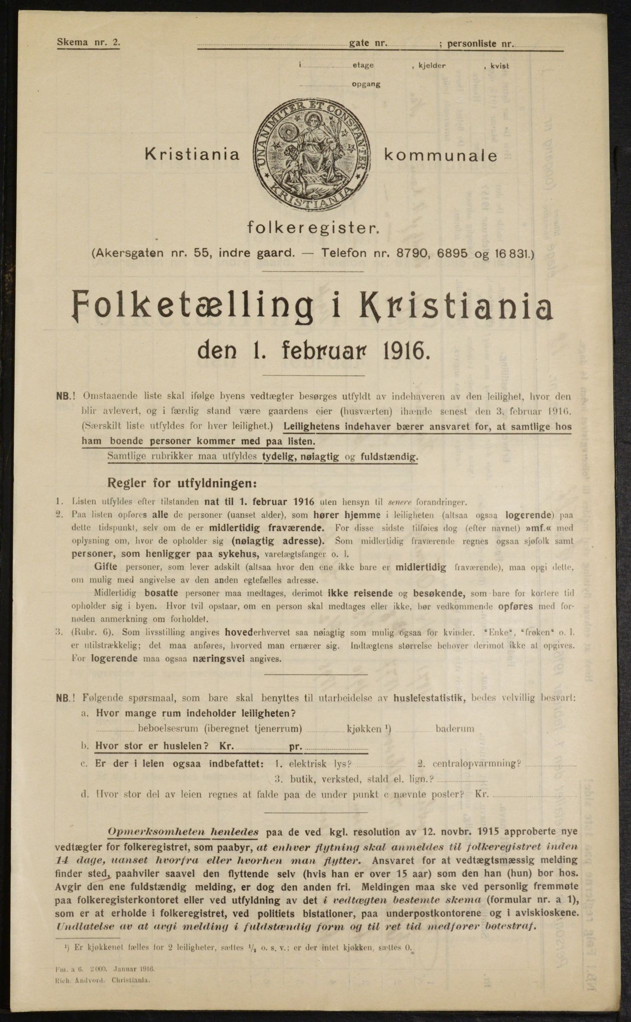 OBA, Municipal Census 1916 for Kristiania, 1916, p. 92957