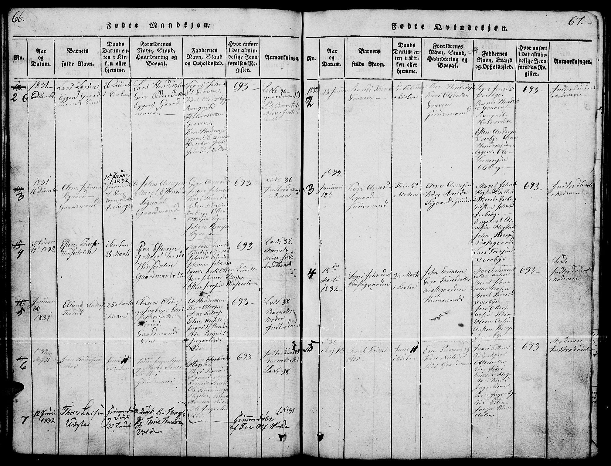 Tynset prestekontor, AV/SAH-PREST-058/H/Ha/Hab/L0004: Parish register (copy) no. 4, 1814-1879, p. 66-67