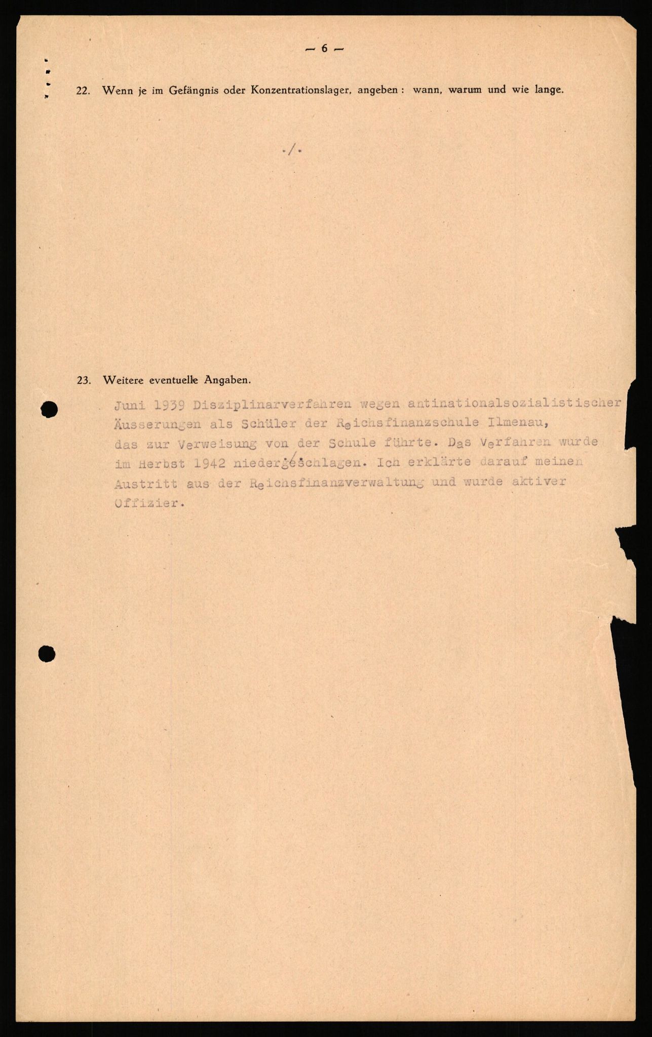 Forsvaret, Forsvarets overkommando II, AV/RA-RAFA-3915/D/Db/L0018: CI Questionaires. Tyske okkupasjonsstyrker i Norge. Tyskere., 1945-1946, p. 24