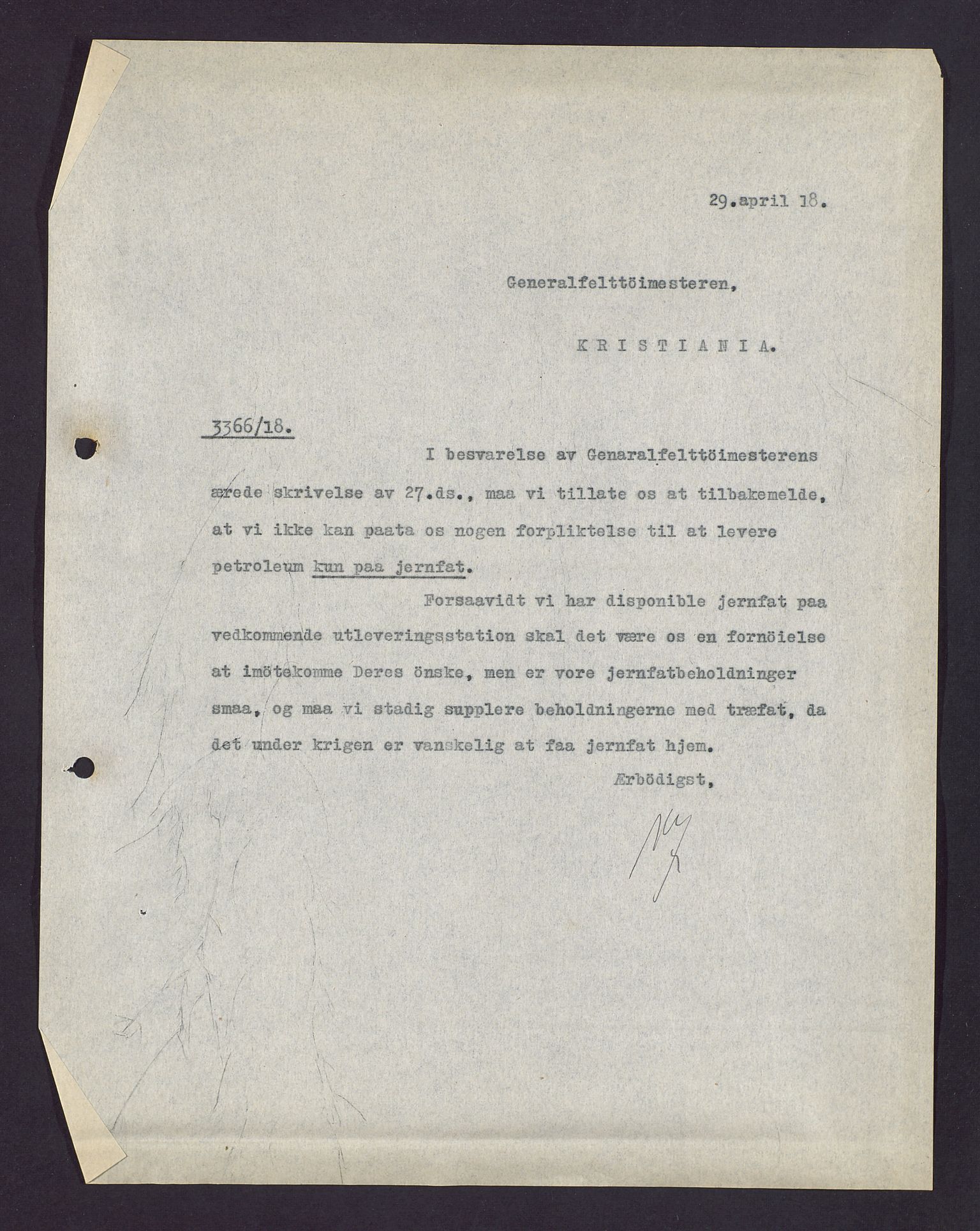 Pa 1521 - A/S Norske Shell, AV/SAST-A-101915/E/Ea/Eaa/L0003: Sjefskorrespondanse, 1918, p. 10