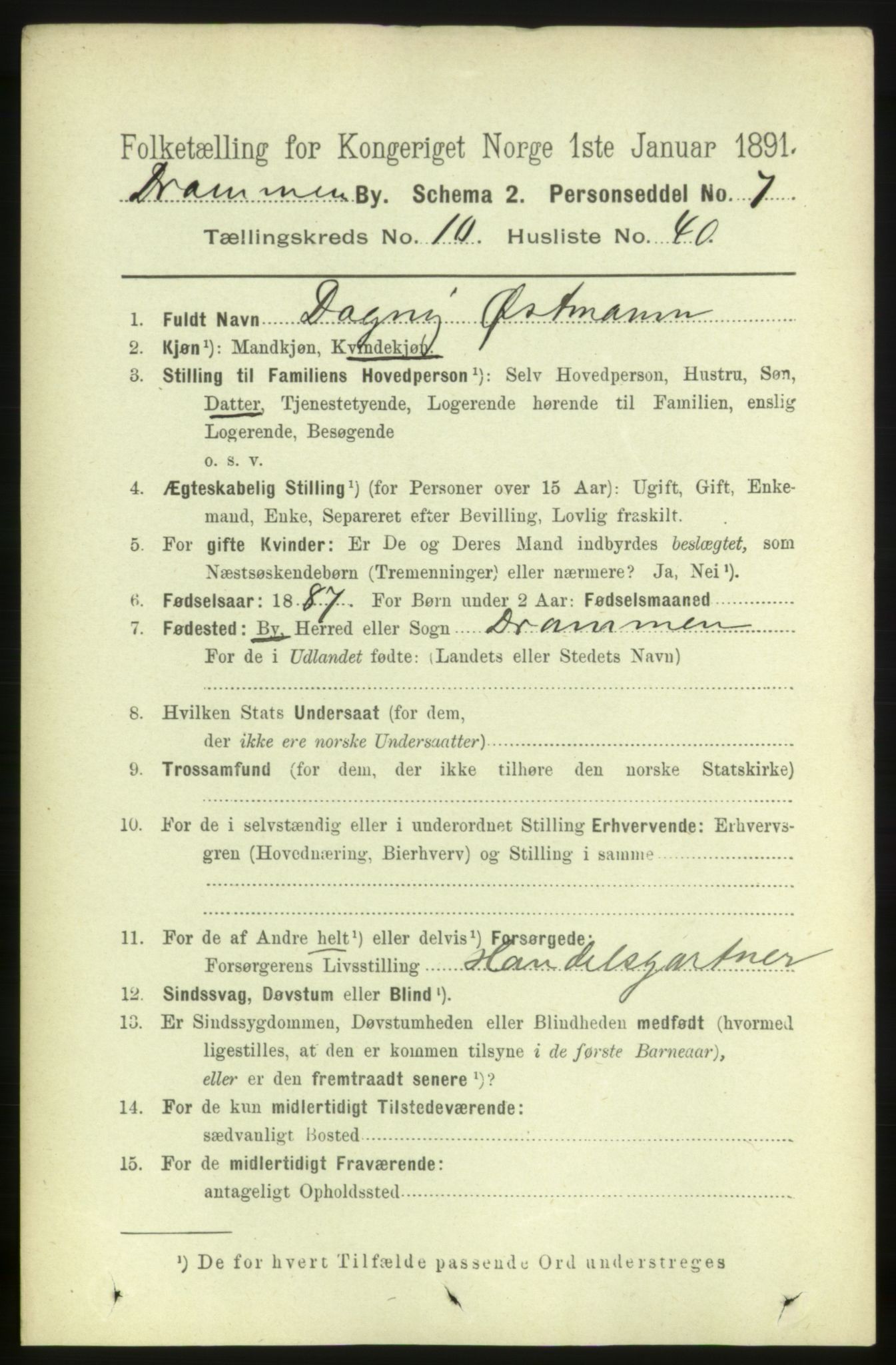 RA, 1891 census for 0602 Drammen, 1891, p. 8325