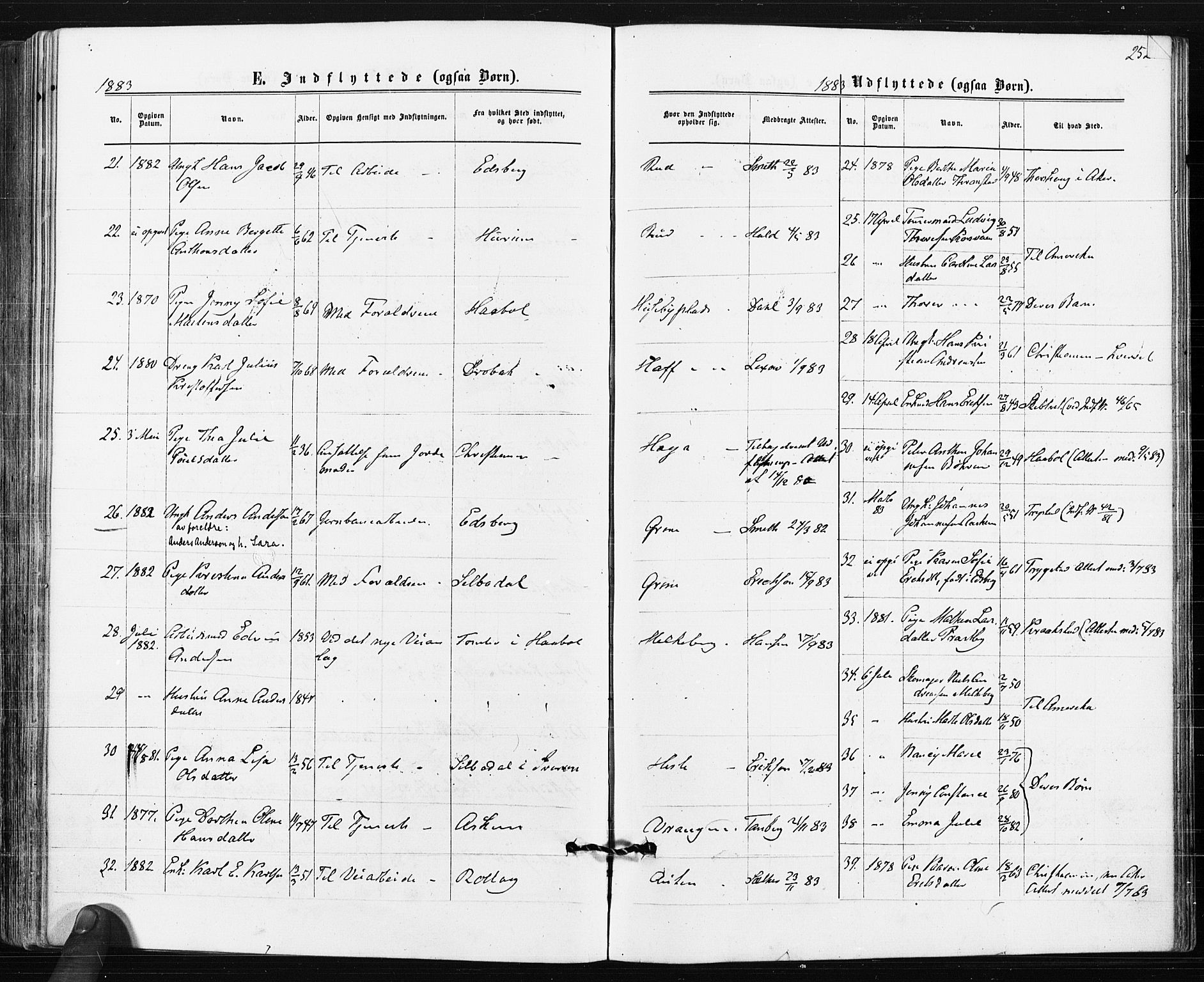 Spydeberg prestekontor Kirkebøker, AV/SAO-A-10924/F/Fa/L0007: Parish register (official) no. I 7, 1875-1885, p. 252