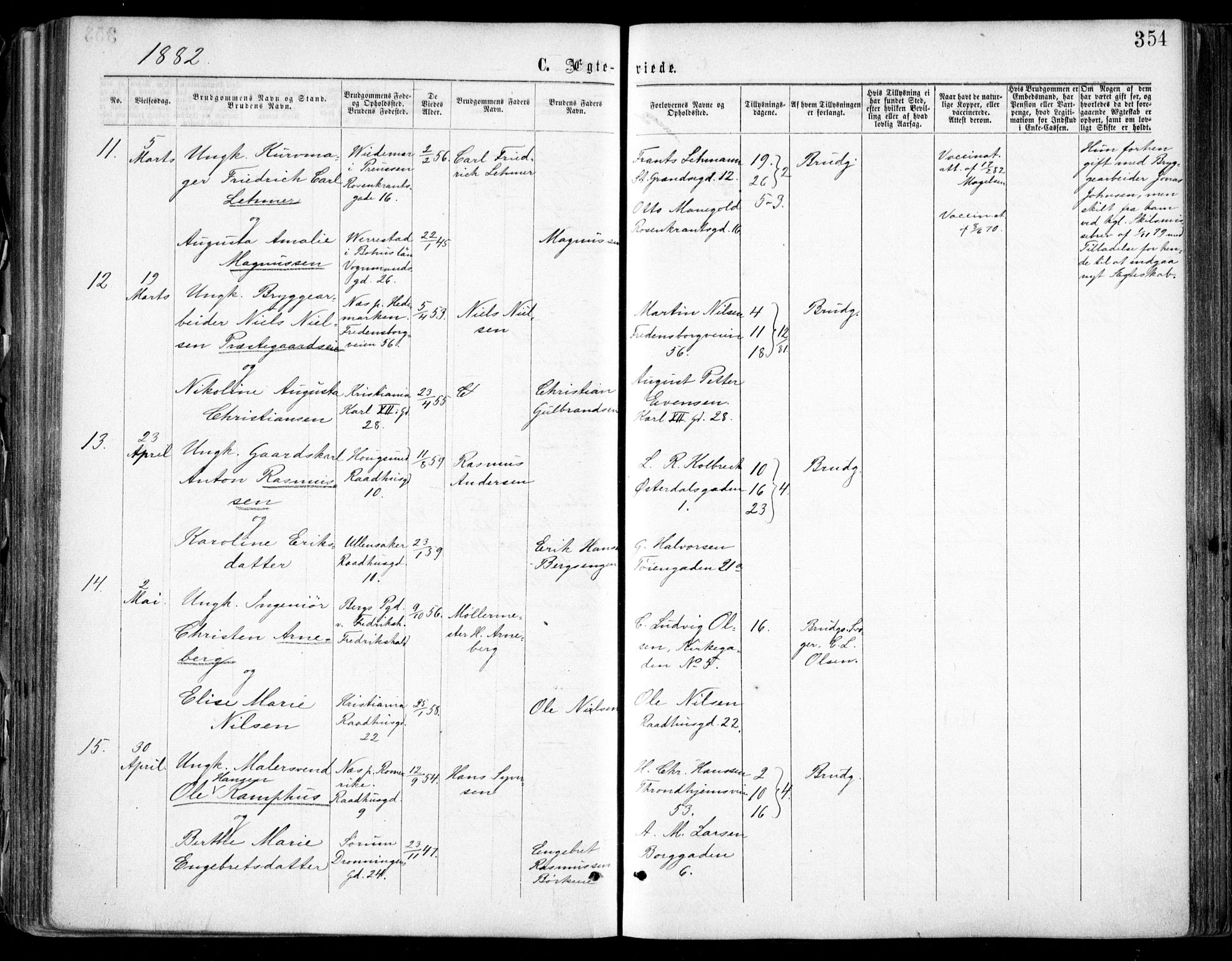 Oslo domkirke Kirkebøker, AV/SAO-A-10752/F/Fa/L0021: Parish register (official) no. 21, 1865-1884, p. 354