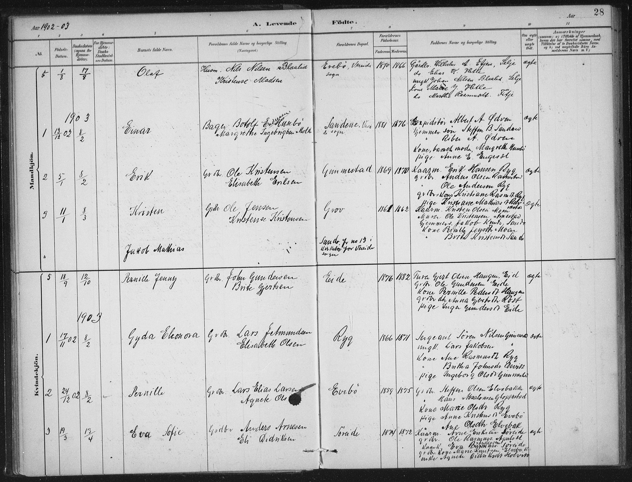 Gloppen sokneprestembete, AV/SAB-A-80101/H/Haa/Haad/L0001: Parish register (official) no. D  1, 1885-1910, p. 28