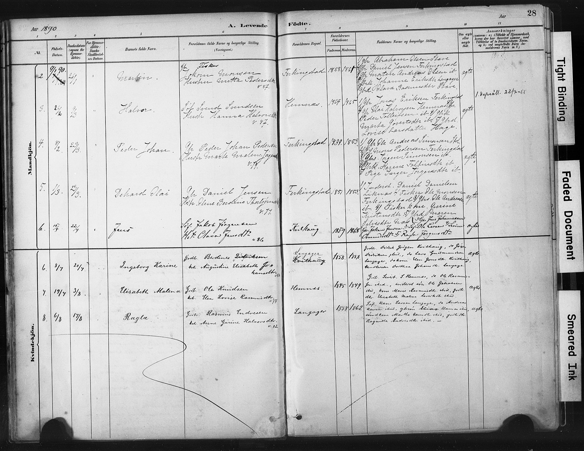 Skudenes sokneprestkontor, SAST/A -101849/H/Ha/Haa/L0010: Parish register (official) no. A 7, 1882-1912, p. 28