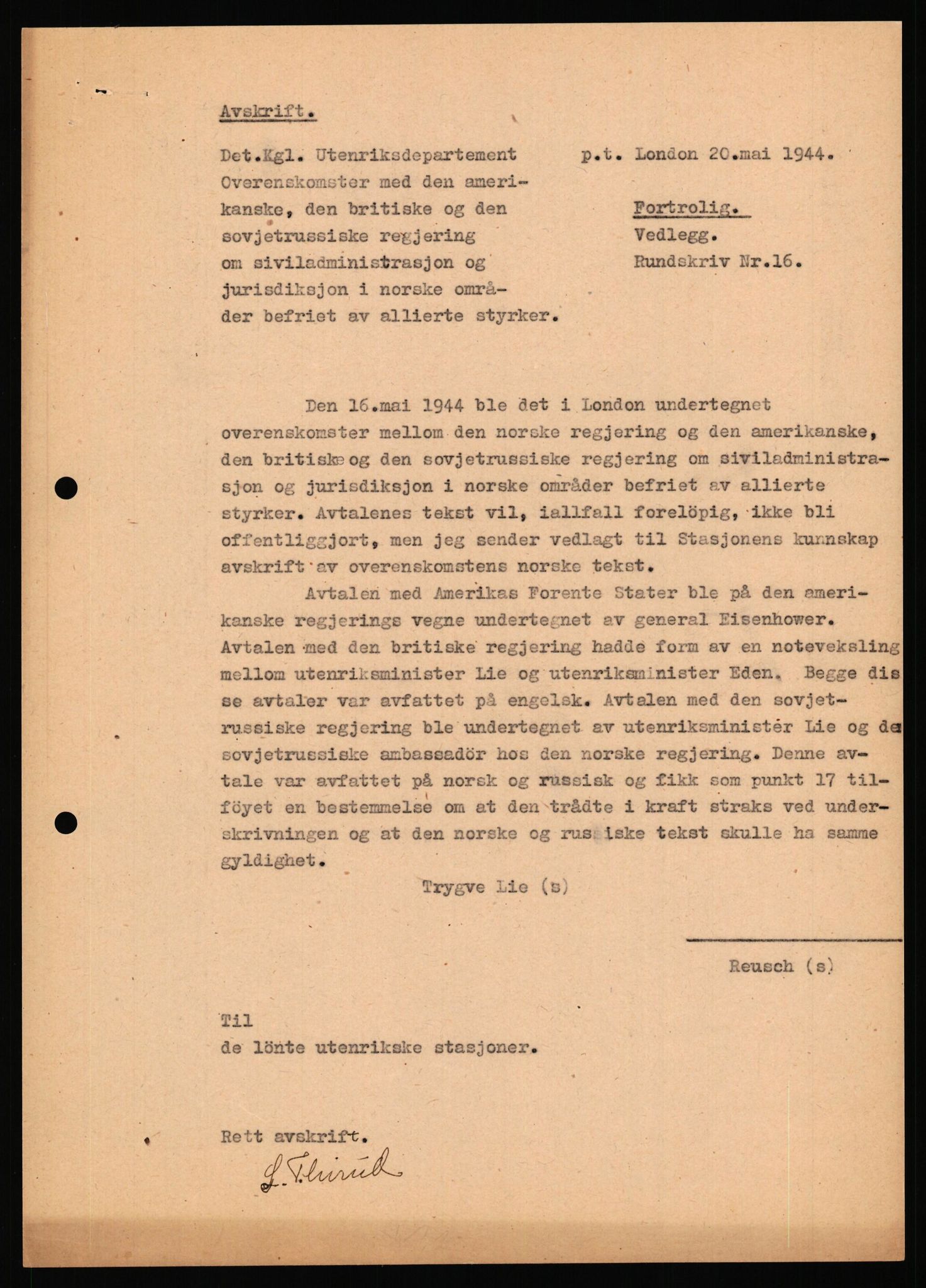 Forsvaret, Forsvarets krigshistoriske avdeling, RA/RAFA-2017/Y/Yf/L0210: II.C.11.2130-2136 - Den norske regjering i London., 1940-1959, p. 258