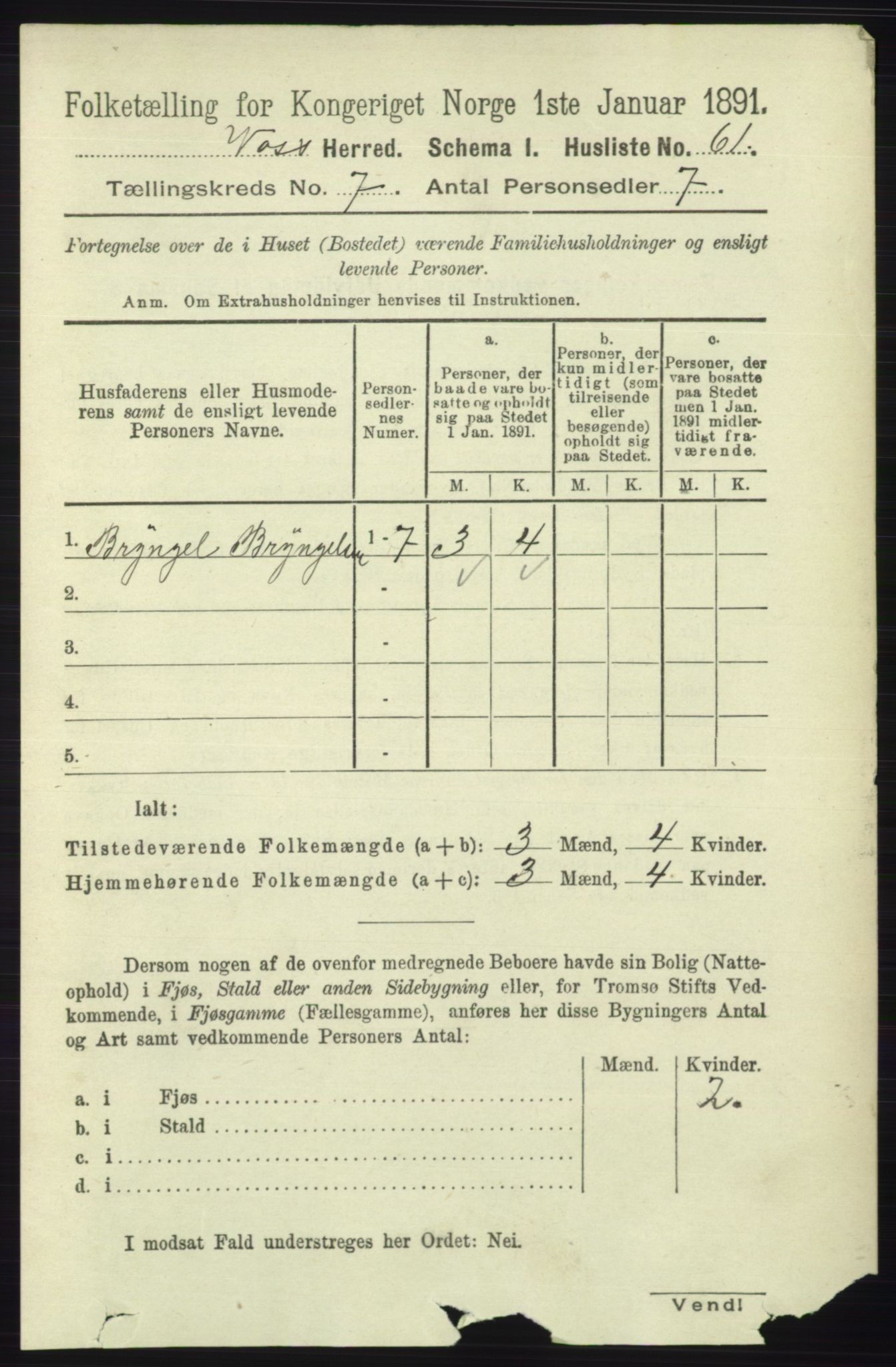 RA, 1891 census for 1235 Voss, 1891, p. 3791