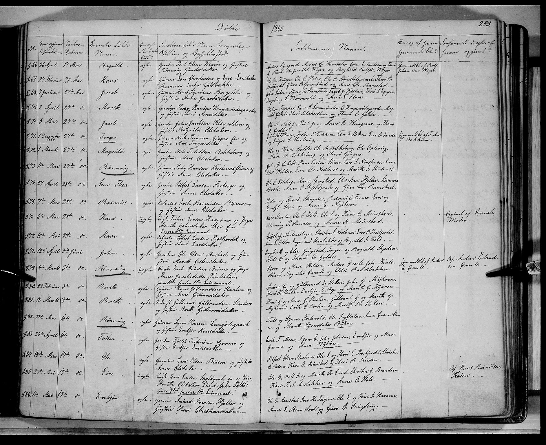 Lom prestekontor, AV/SAH-PREST-070/K/L0006: Parish register (official) no. 6A, 1837-1863, p. 243