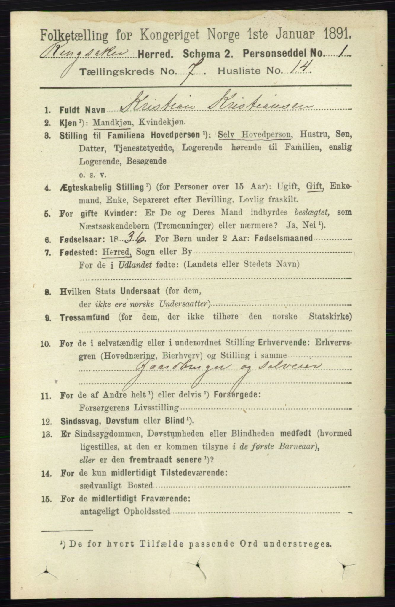 RA, 1891 census for 0412 Ringsaker, 1891, p. 3958