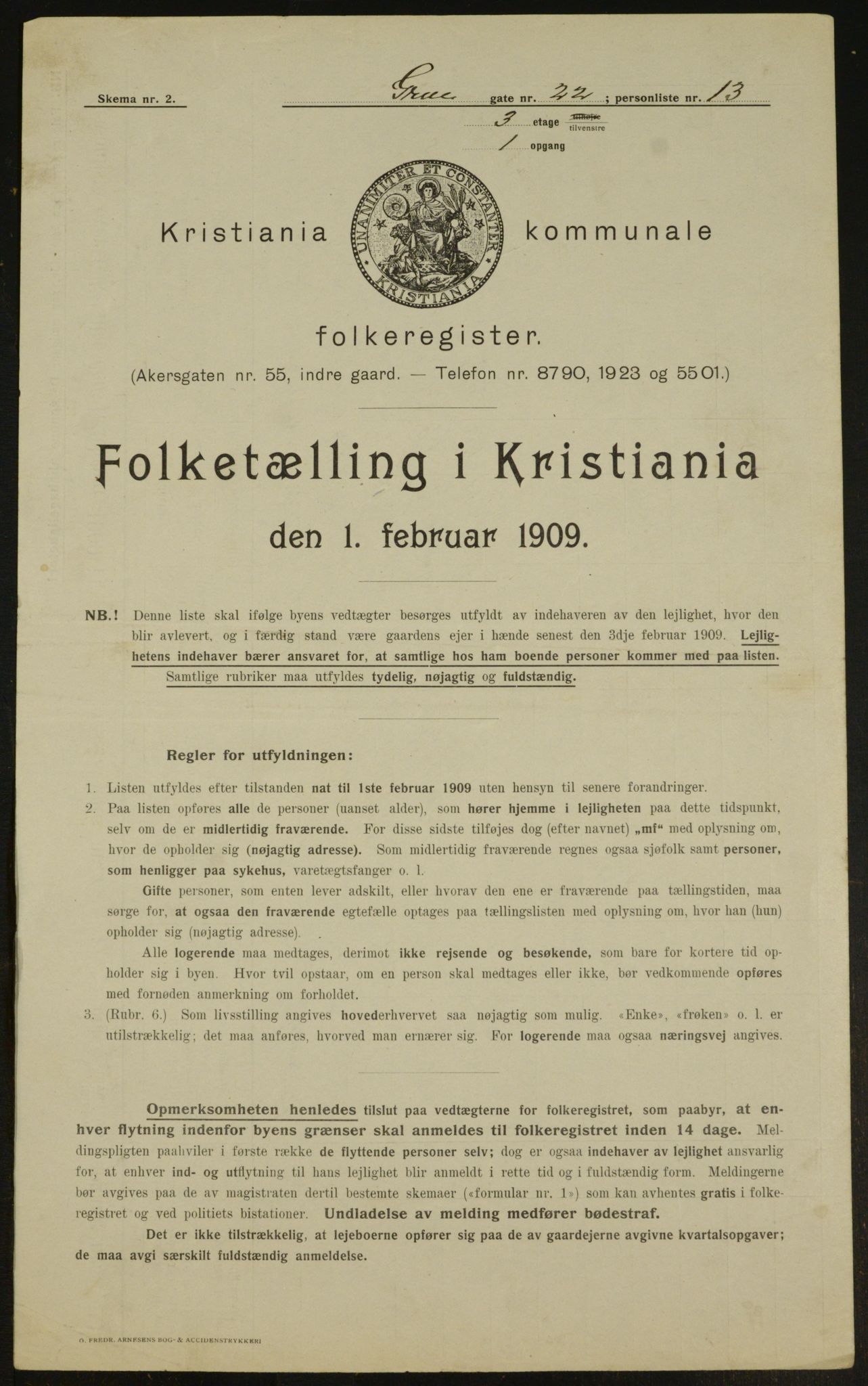 OBA, Municipal Census 1909 for Kristiania, 1909, p. 27815