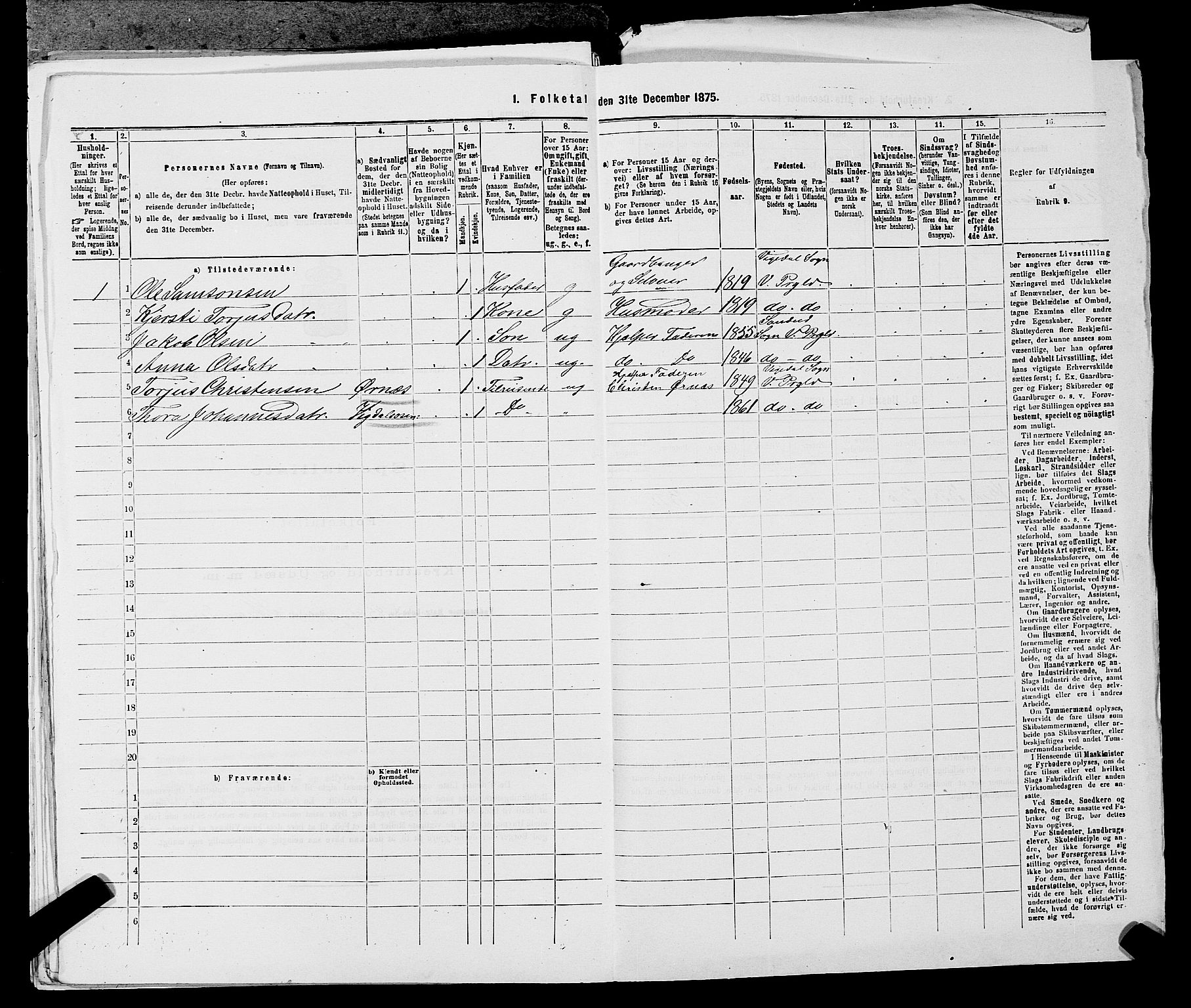 SAST, 1875 census for 1157P Vikedal, 1875, p. 400