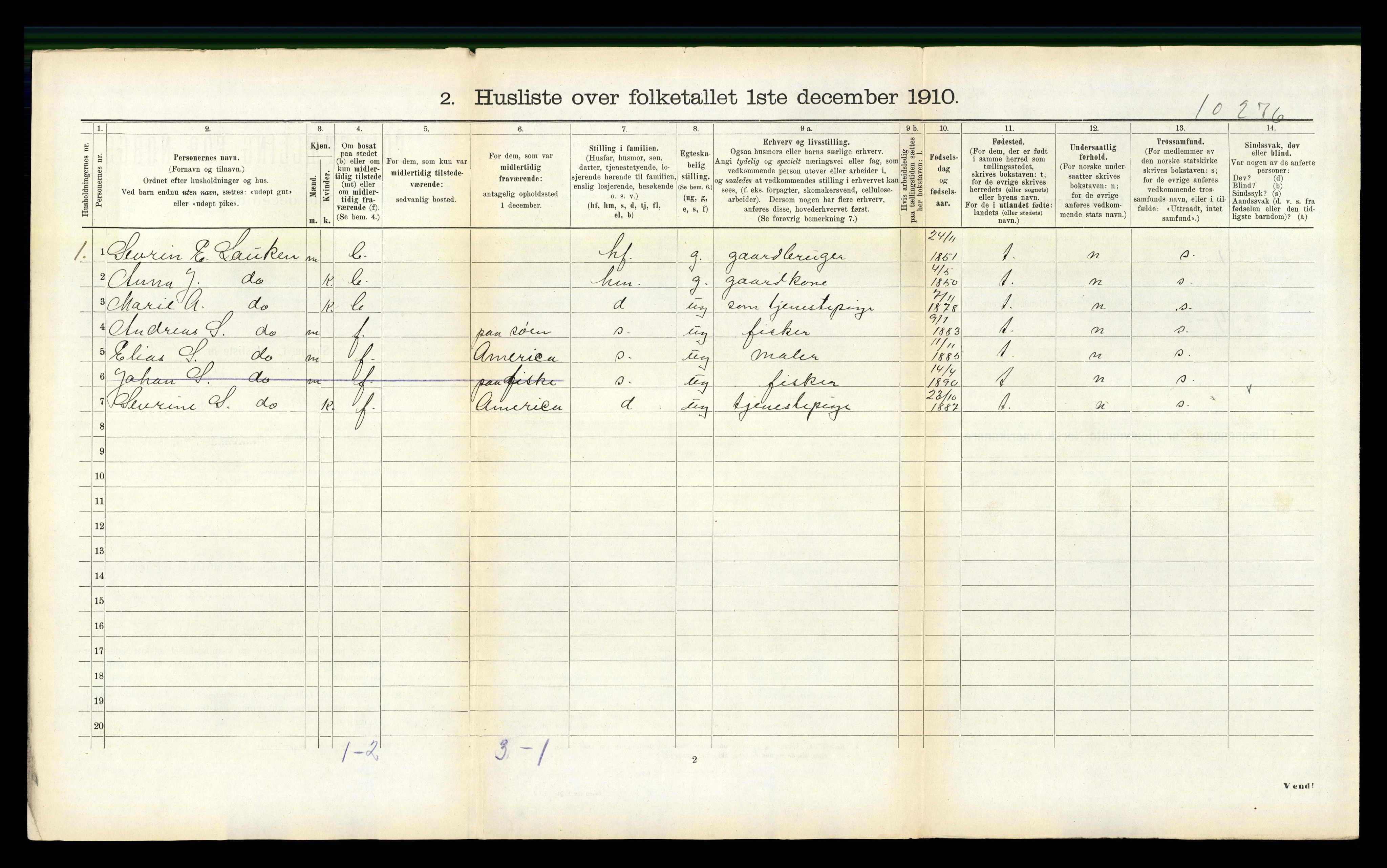 RA, 1910 census for Haram, 1910, p. 612