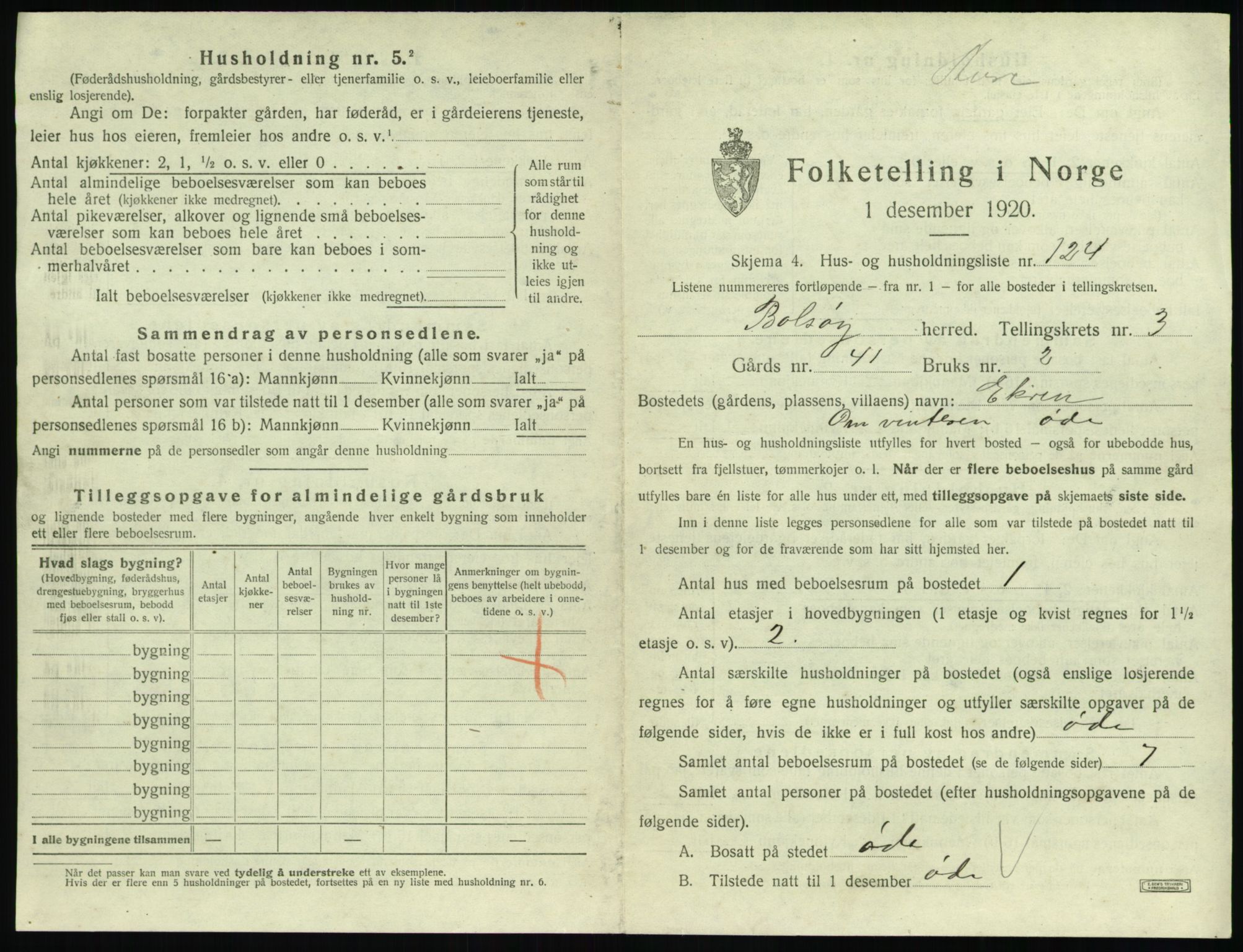 SAT, 1920 census for Bolsøy, 1920, p. 773