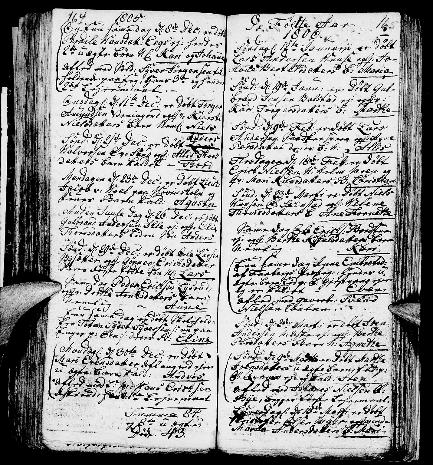 Nes prestekontor, Hedmark, AV/SAH-PREST-020/L/La/L0002: Parish register (copy) no. 2, 1785-1813, p. 164-165