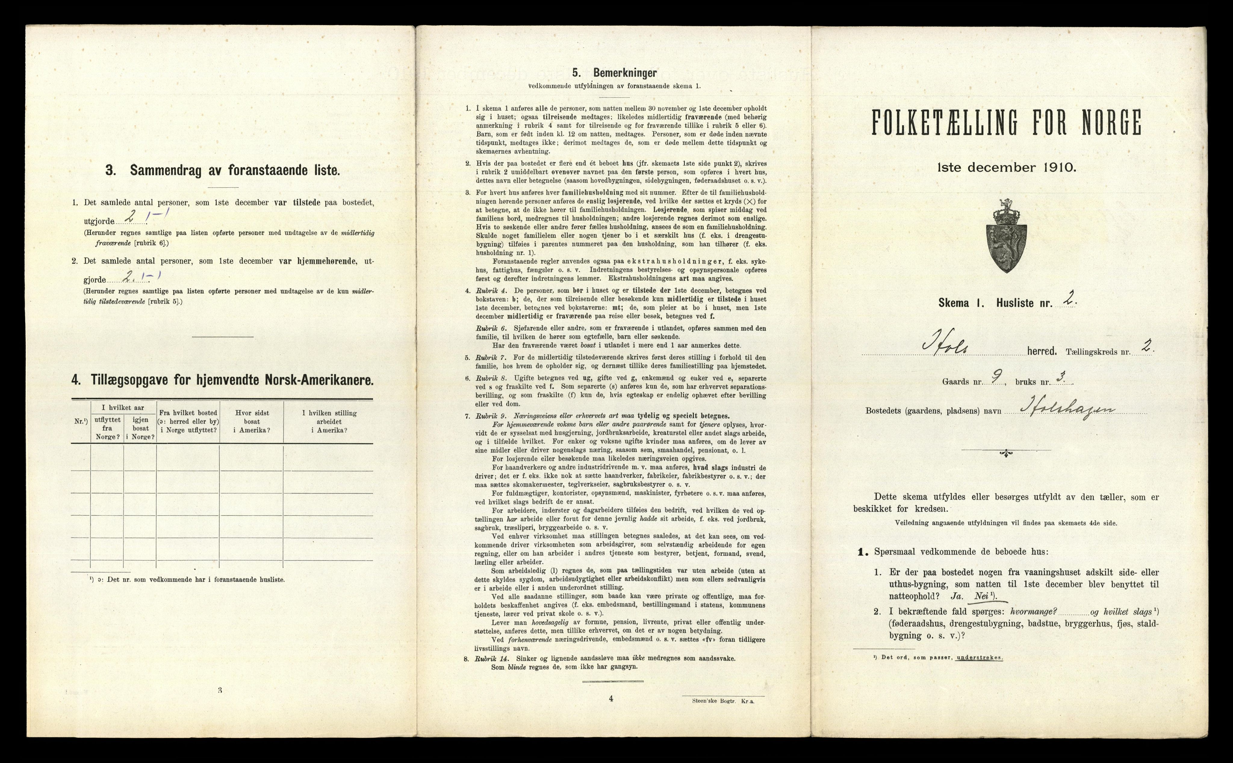 RA, 1910 census for Hol, 1910, p. 123