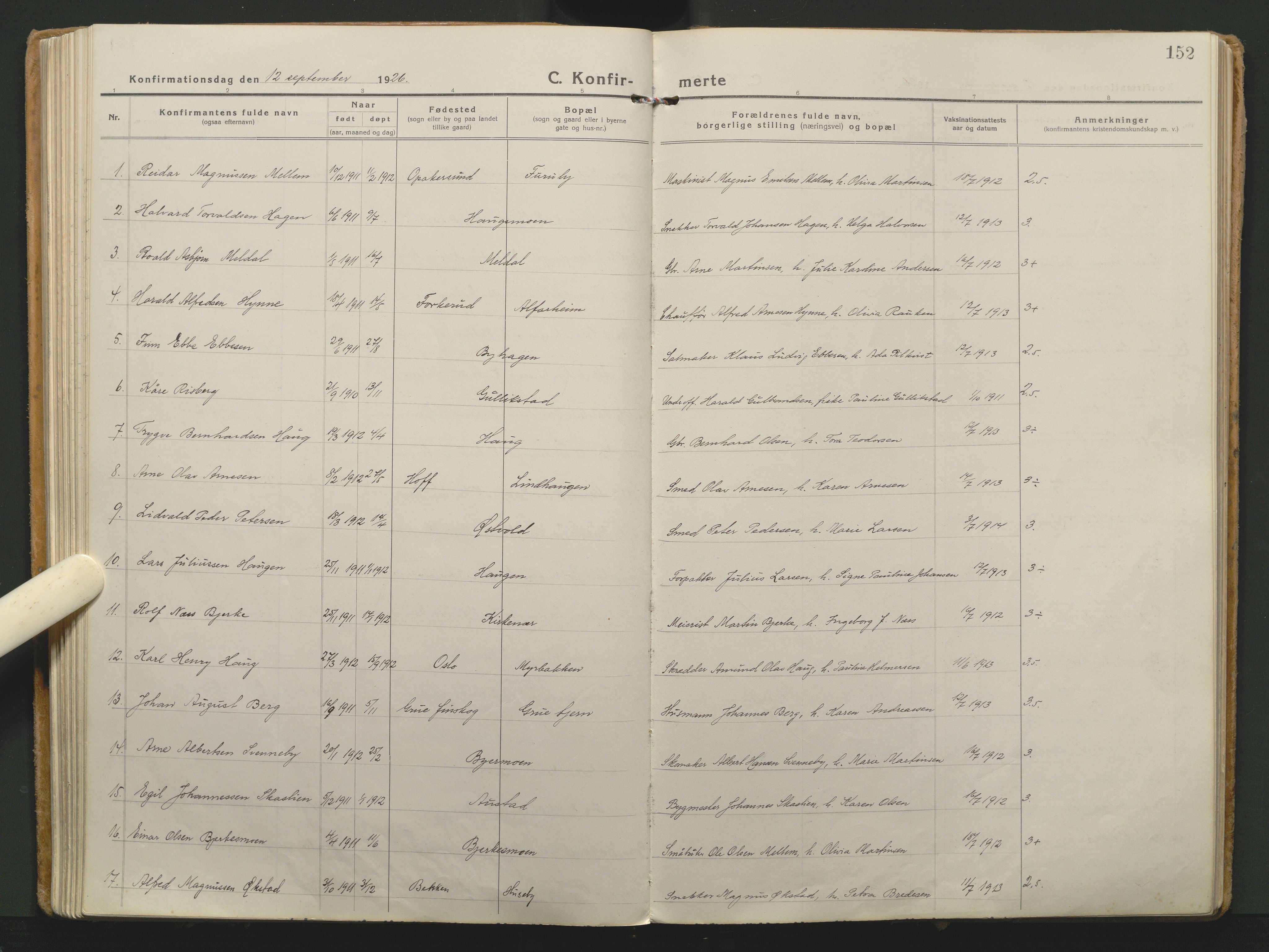 Grue prestekontor, SAH/PREST-036/H/Ha/Haa/L0018: Parish register (official) no. 18, 1923-1940, p. 152