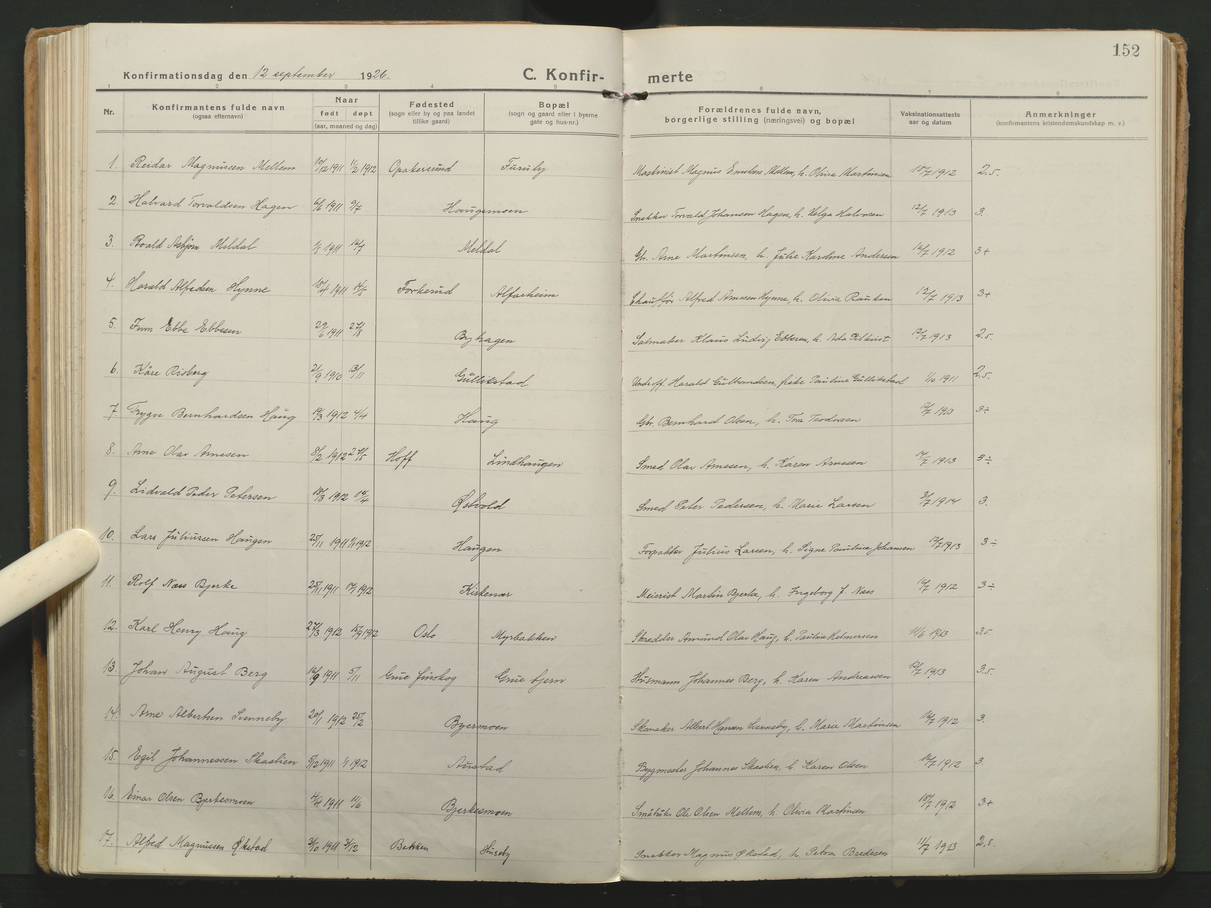 Grue prestekontor, AV/SAH-PREST-036/H/Ha/Haa/L0018: Parish register (official) no. 18, 1923-1940, p. 152