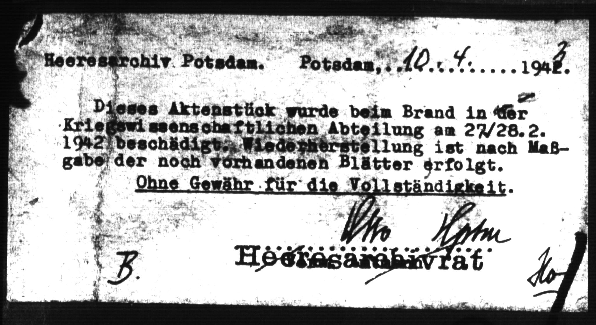 Documents Section, AV/RA-RAFA-2200/V/L0088: Amerikansk mikrofilm "Captured German Documents".
Box No. 727.  FKA jnr. 601/1954., 1939-1940, p. 584