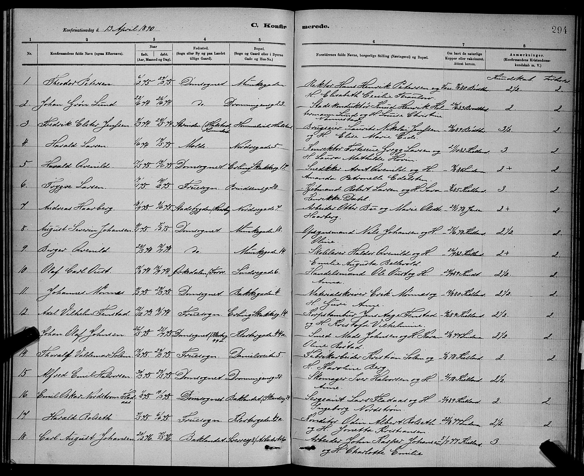 Ministerialprotokoller, klokkerbøker og fødselsregistre - Sør-Trøndelag, SAT/A-1456/601/L0092: Parish register (copy) no. 601C10, 1884-1897, p. 294