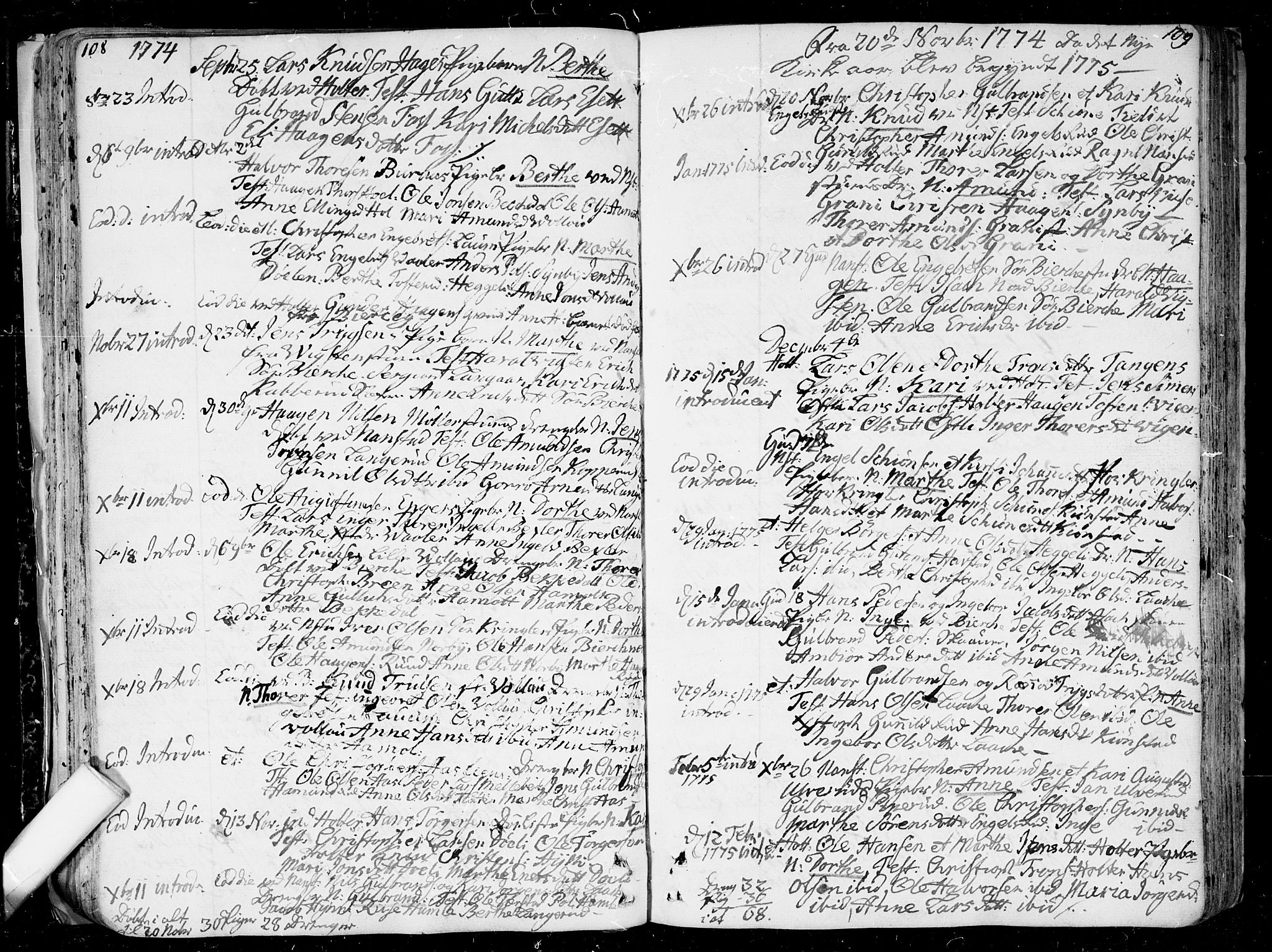 Nannestad prestekontor Kirkebøker, SAO/A-10414a/F/Fa/L0007: Parish register (official) no. I 7, 1754-1791, p. 108-109