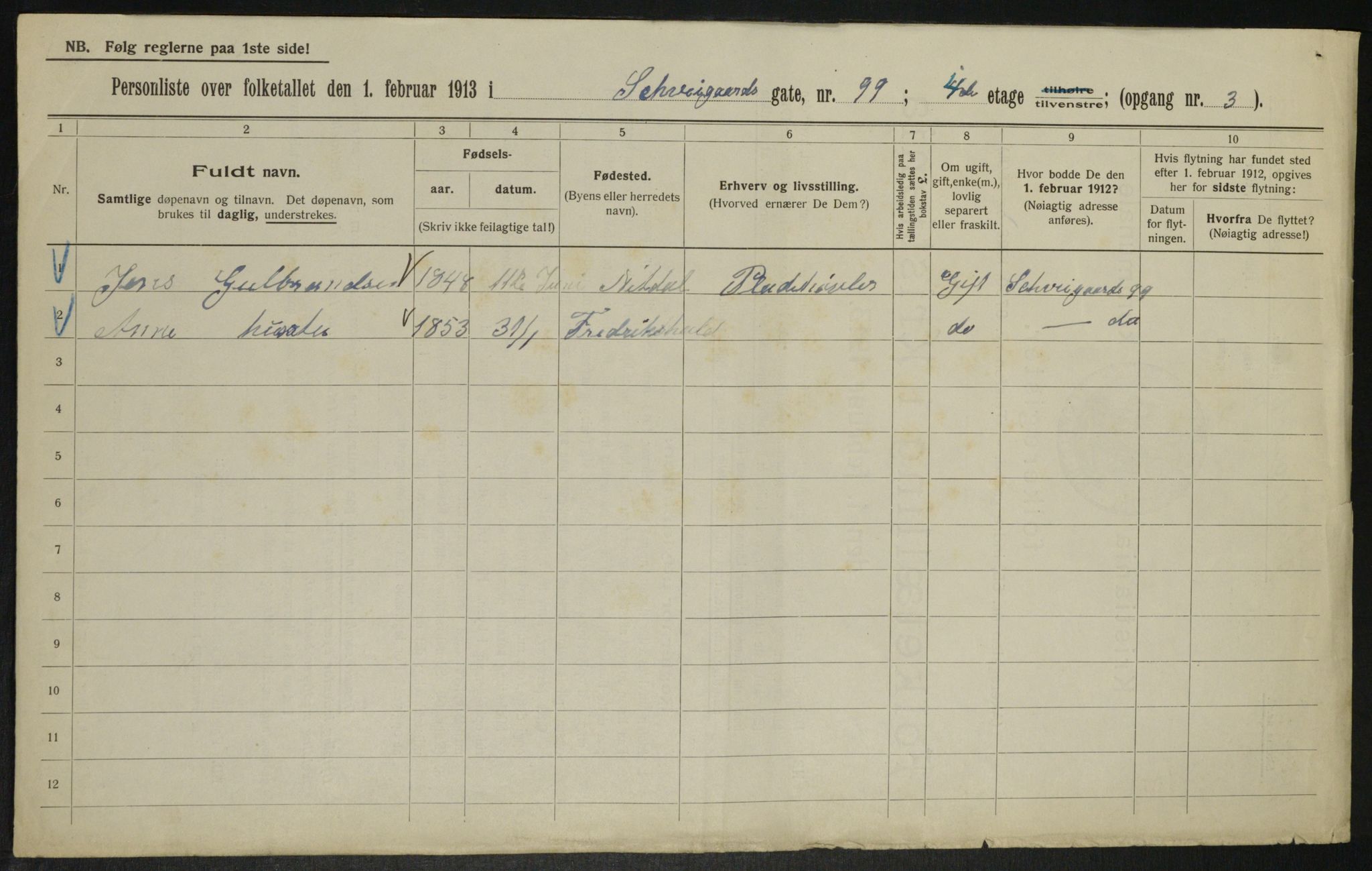 OBA, Municipal Census 1913 for Kristiania, 1913, p. 92641