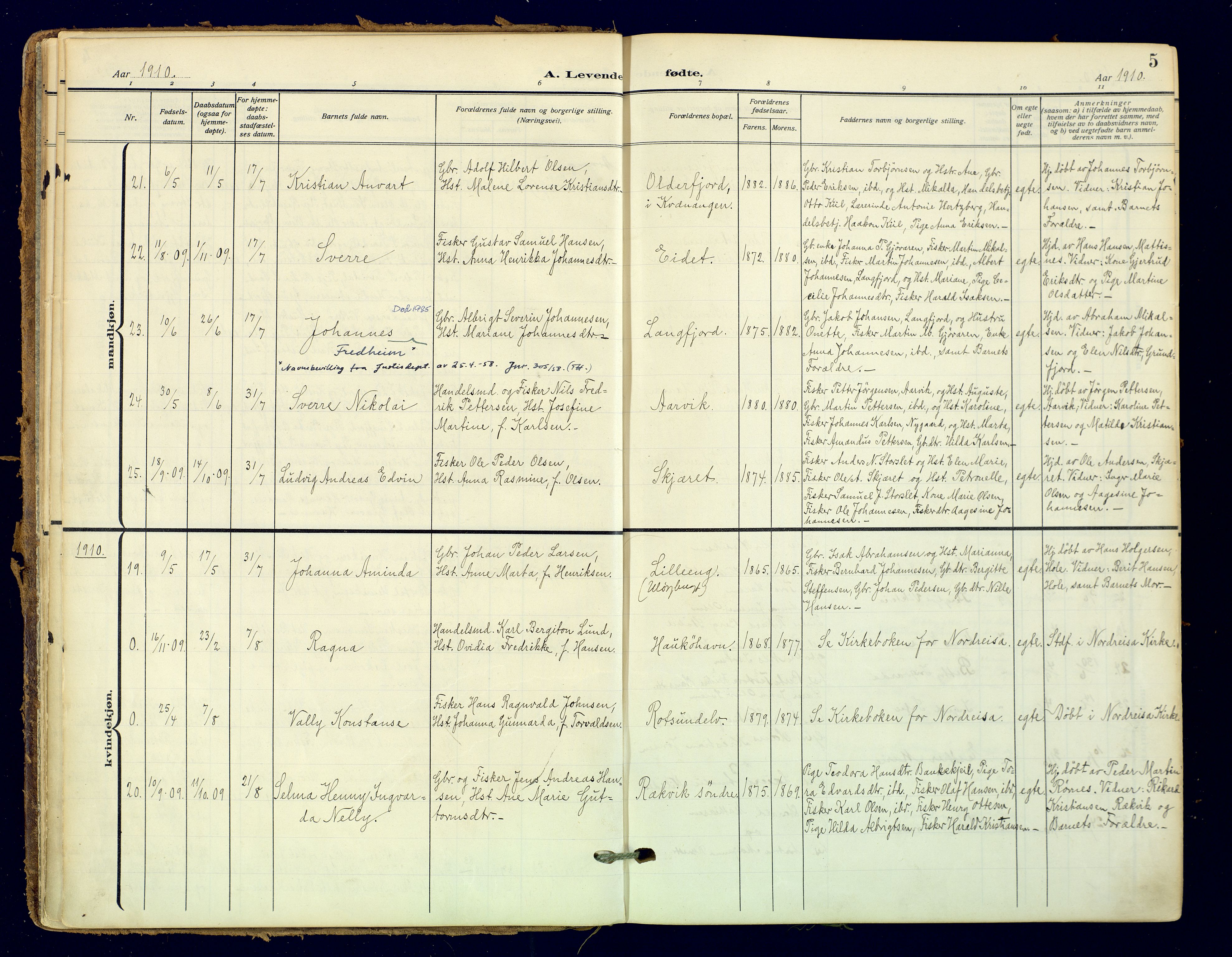 Skjervøy sokneprestkontor, AV/SATØ-S-1300/H/Ha/Haa: Parish register (official) no. 18, 1910-1926, p. 5