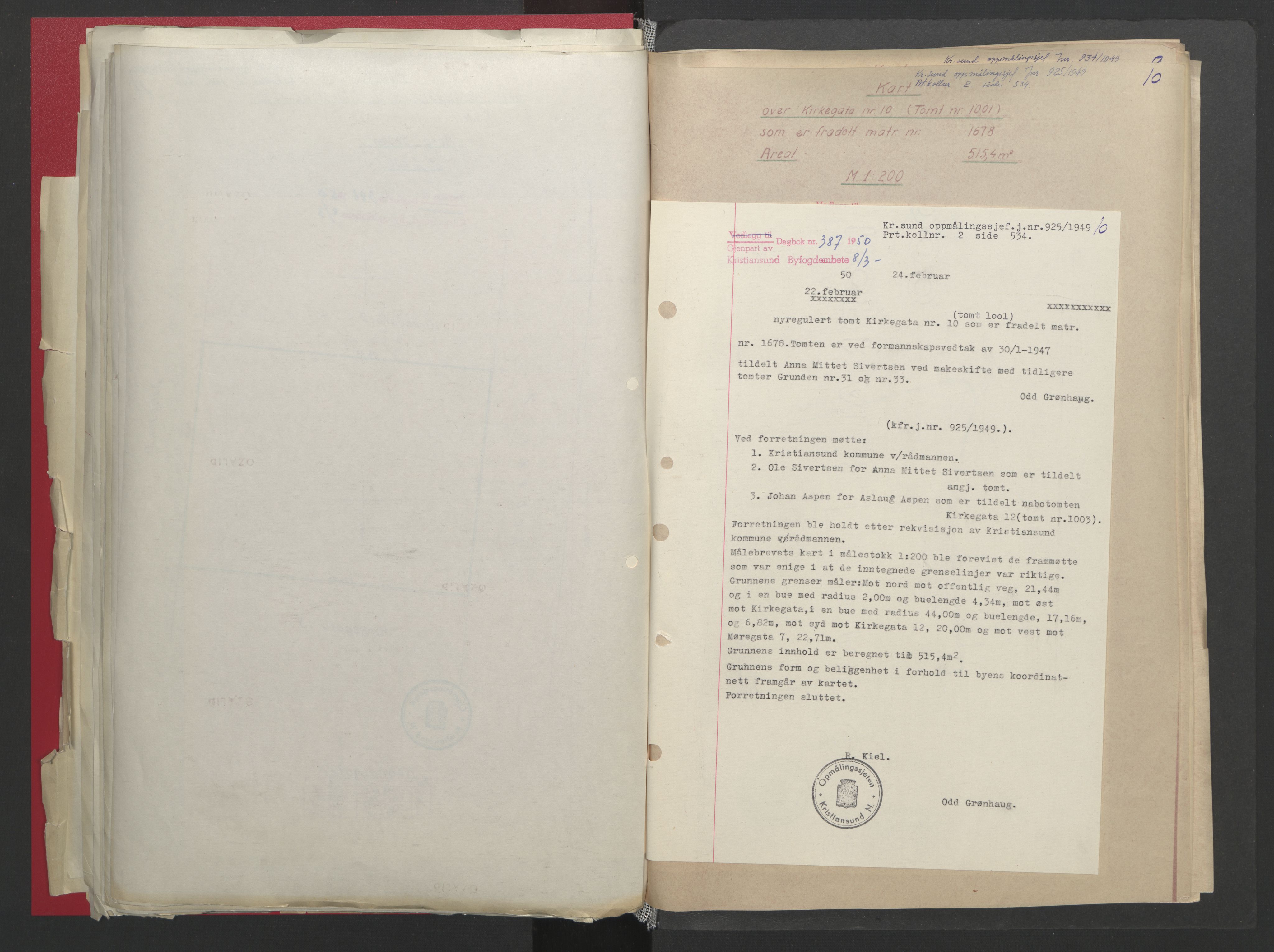 Kristiansund byfogd, AV/SAT-A-4587/A/27: Mortgage book no. 48, 1950-1950, Diary no: : 387/1950