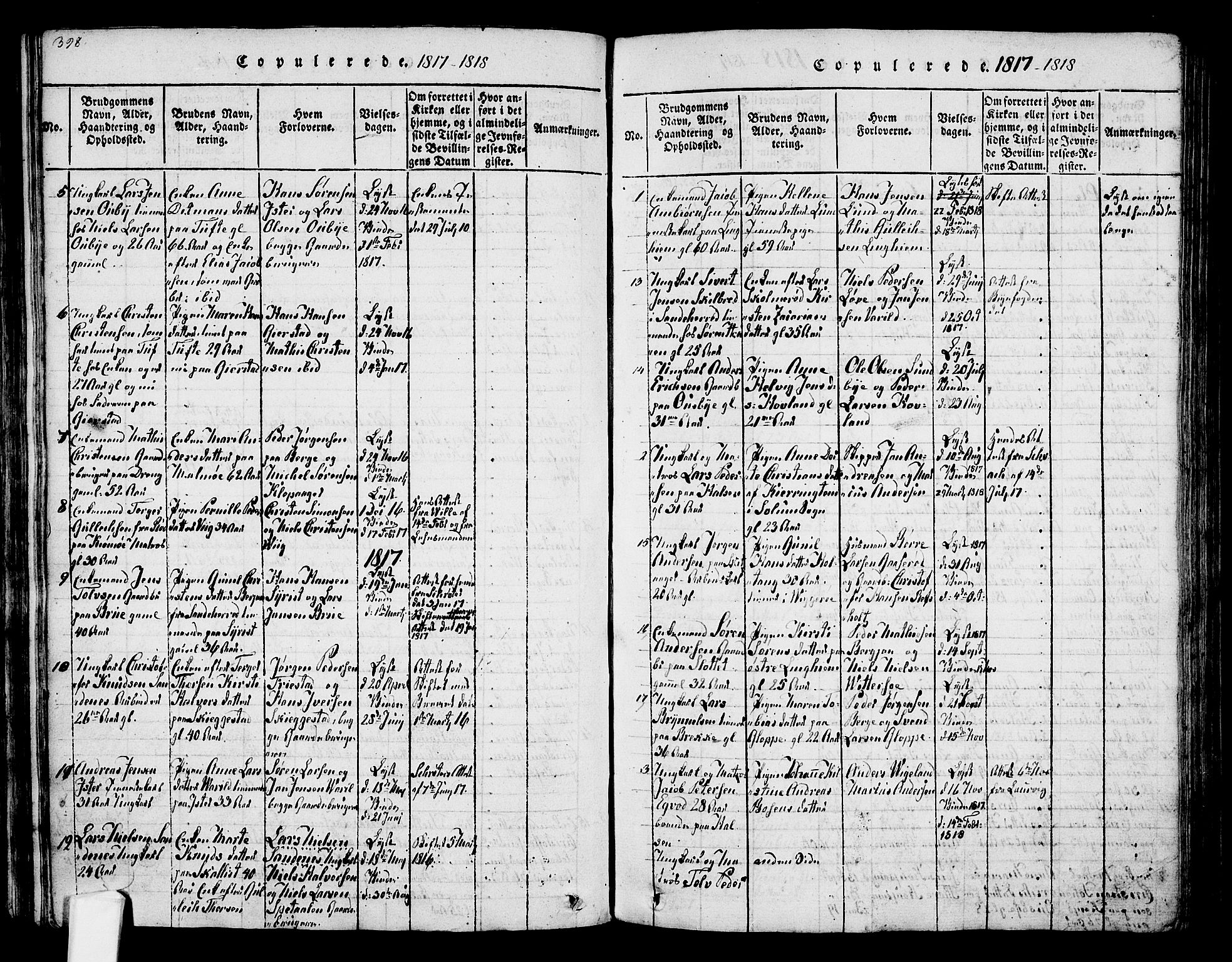 Tjølling kirkebøker, SAKO/A-60/F/Fa/L0005: Parish register (official) no. 5, 1814-1836, p. 398-399