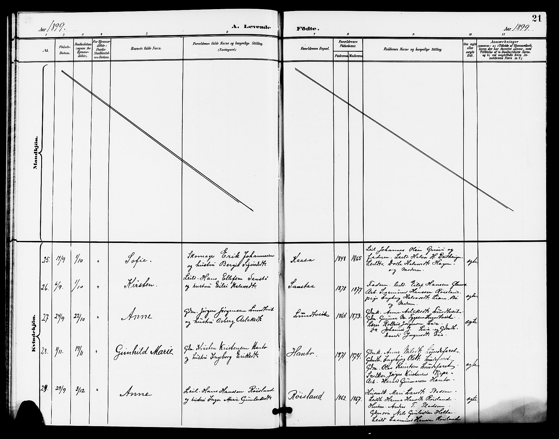 Lunde kirkebøker, SAKO/A-282/G/Ga/L0003: Parish register (copy) no. I 3, 1896-1905, p. 21