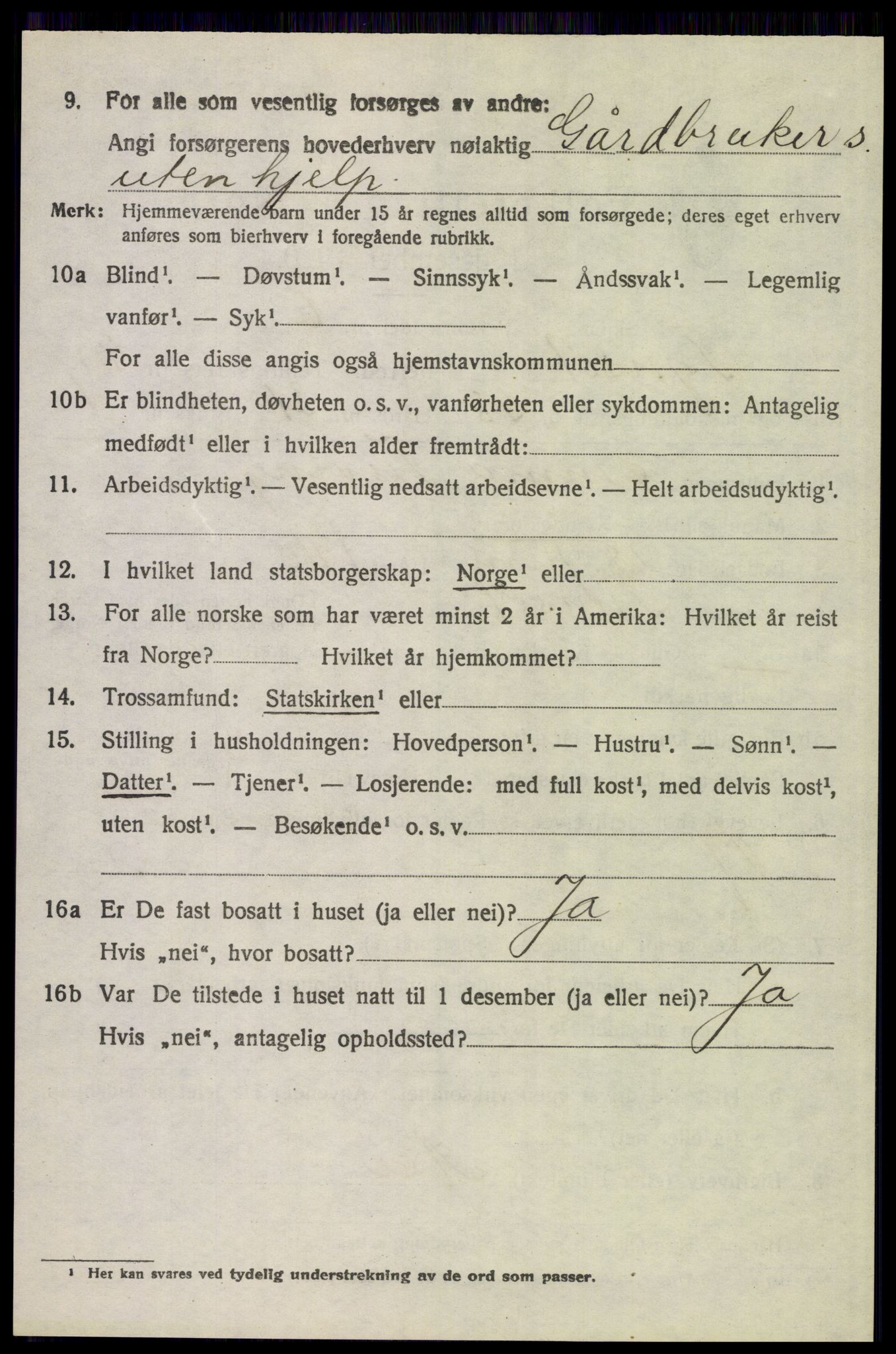 SAH, 1920 census for Tynset, 1920, p. 3943