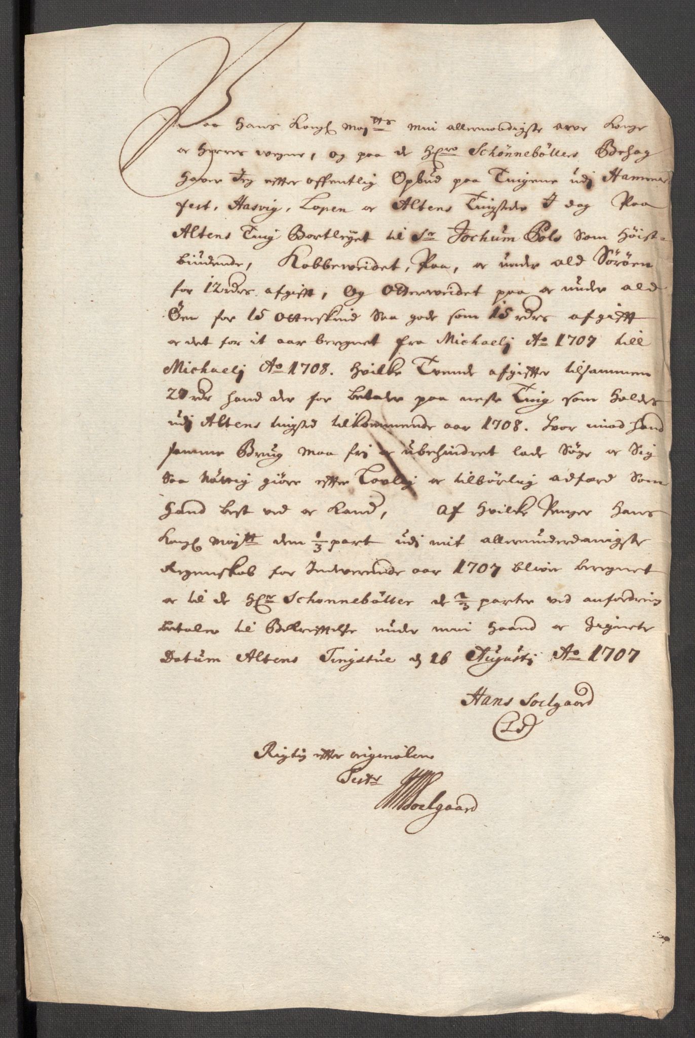 Rentekammeret inntil 1814, Reviderte regnskaper, Fogderegnskap, AV/RA-EA-4092/R69/L4854: Fogderegnskap Finnmark/Vardøhus, 1707-1708, p. 52