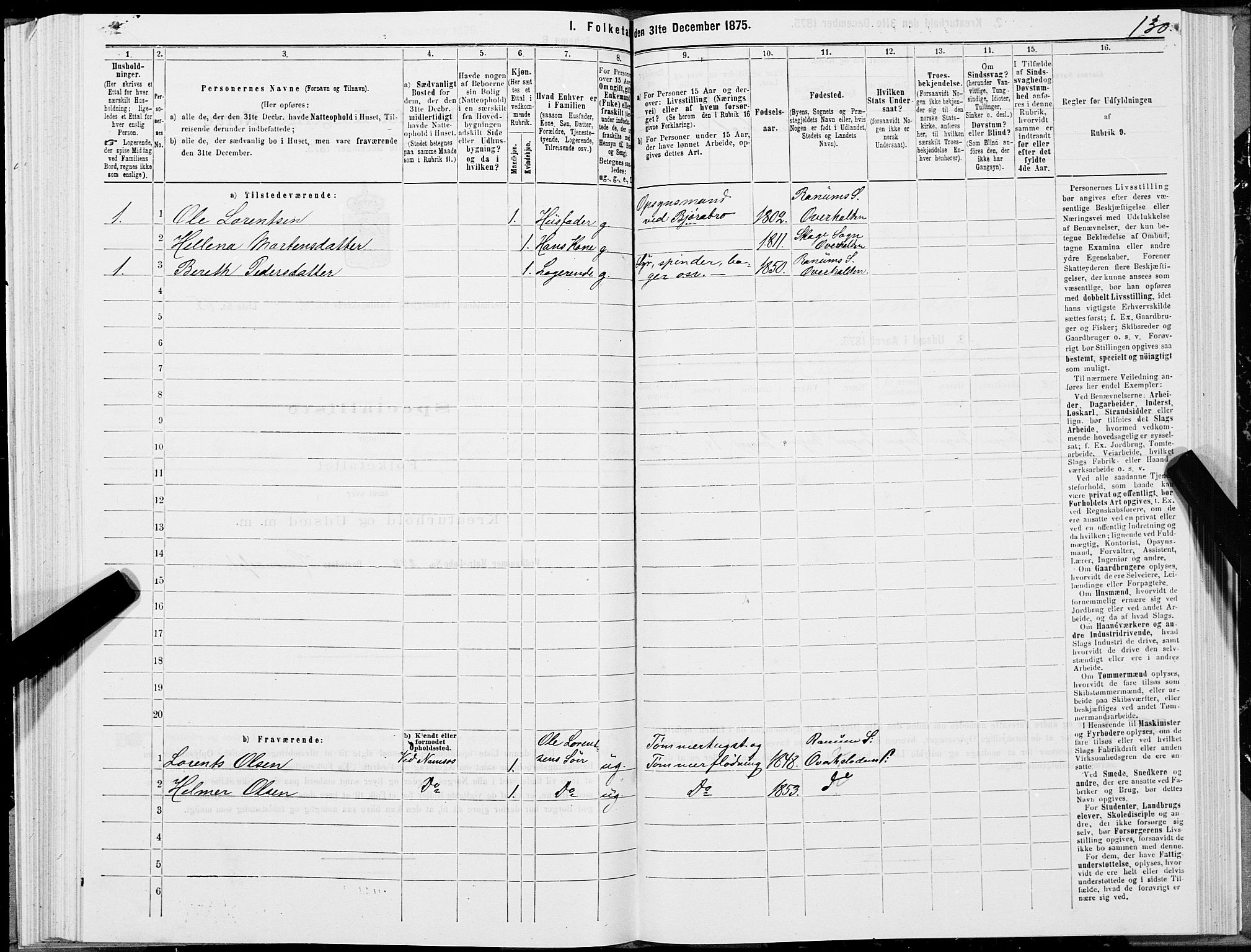 SAT, 1875 census for 1744P Overhalla, 1875, p. 1130