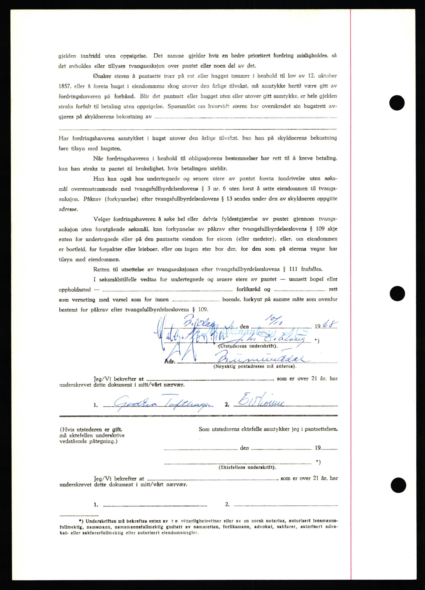 Nord-Hedmark sorenskriveri, AV/SAH-TING-012/H/Hb/Hbf/L0077: Mortgage book no. B77, 1968-1969, Diary no: : 5641/1968