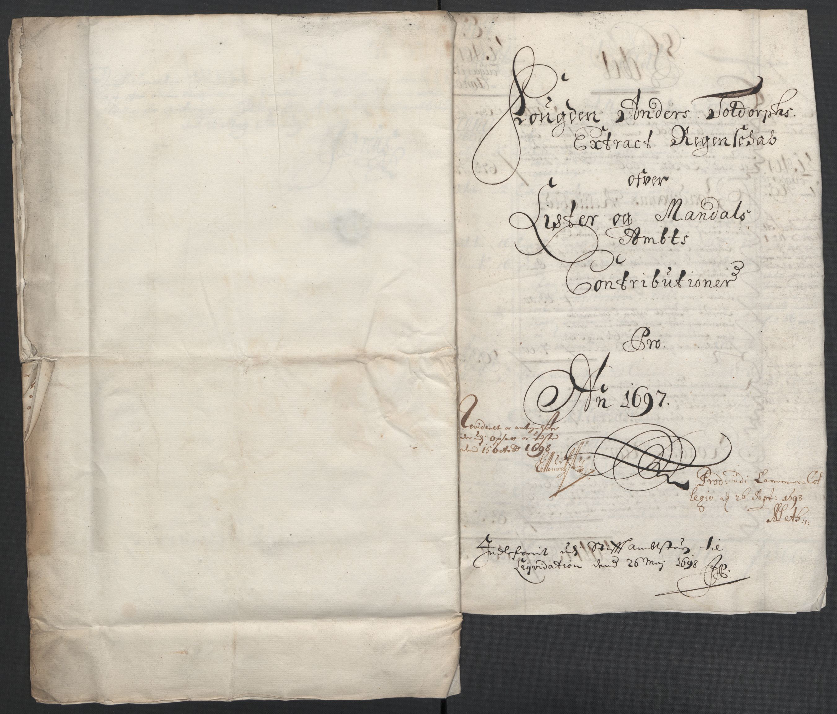 Rentekammeret inntil 1814, Reviderte regnskaper, Fogderegnskap, AV/RA-EA-4092/R43/L2546: Fogderegnskap Lista og Mandal, 1696-1697, p. 185