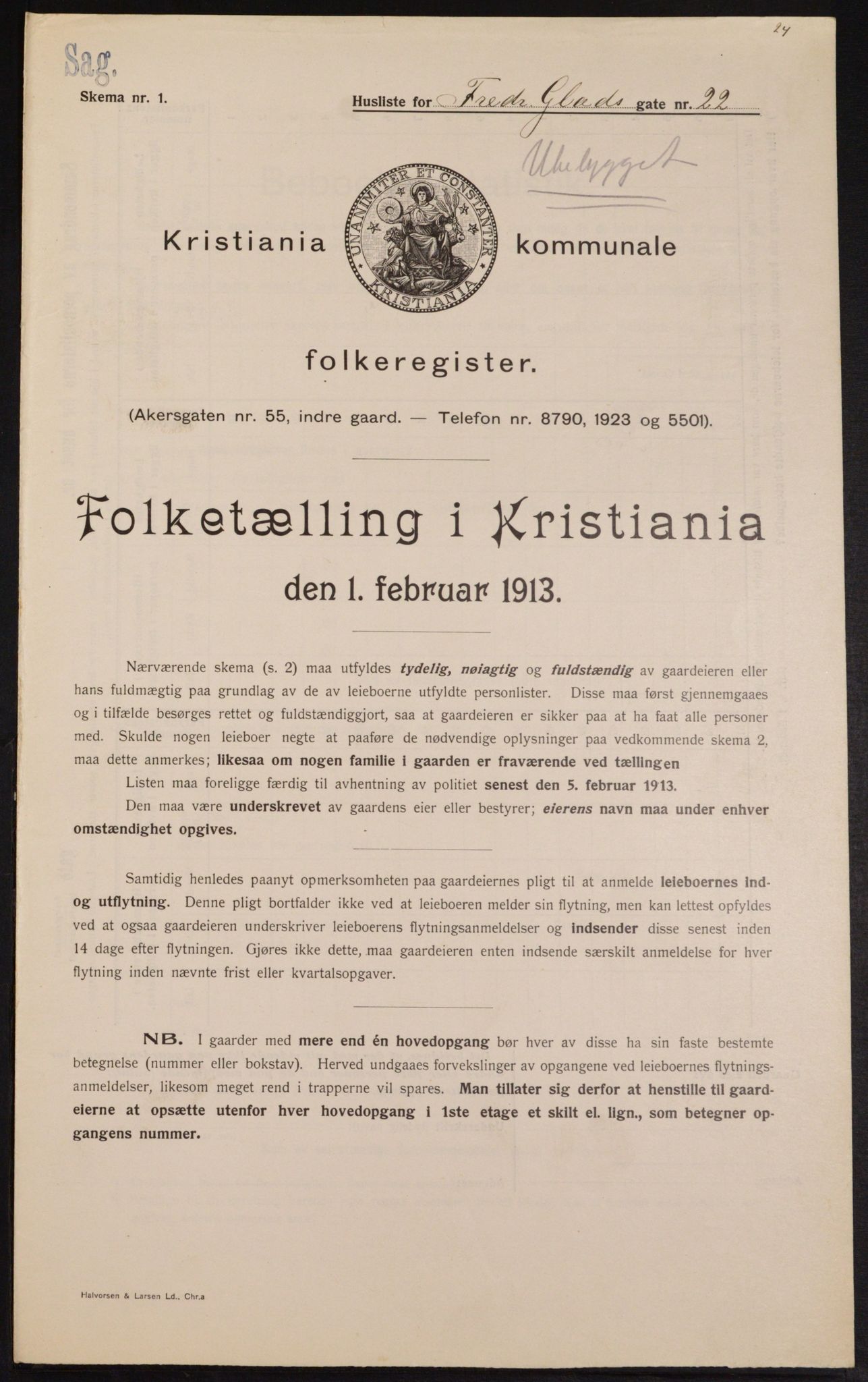 OBA, Municipal Census 1913 for Kristiania, 1913, p. 26760