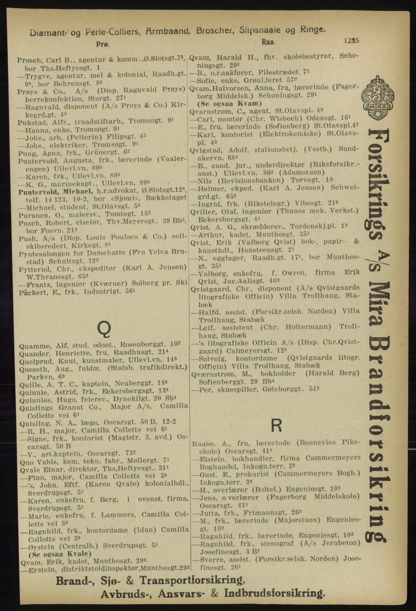 Kristiania/Oslo adressebok, PUBL/-, 1918, p. 1260