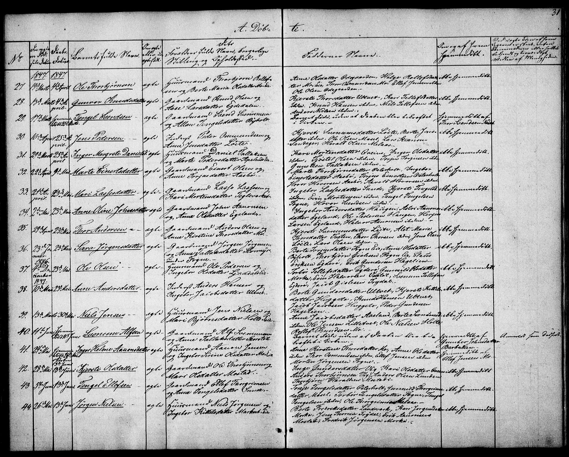 Gjerstad sokneprestkontor, AV/SAK-1111-0014/F/Fa/Faa/L0006: Parish register (official) no. A 6, 1841-1857, p. 31