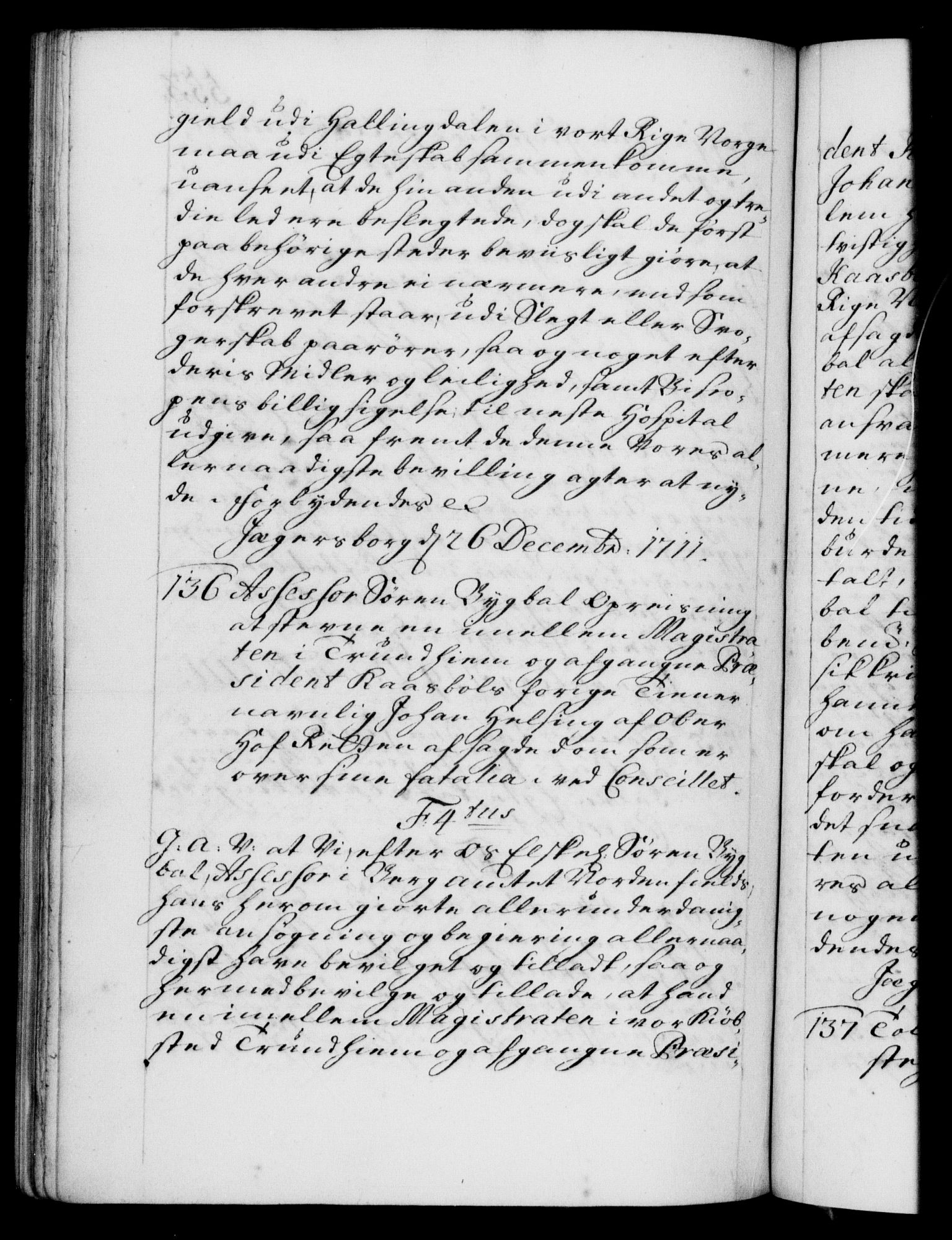 Danske Kanselli 1572-1799, RA/EA-3023/F/Fc/Fca/Fcaa/L0020: Norske registre, 1708-1711, p. 553b