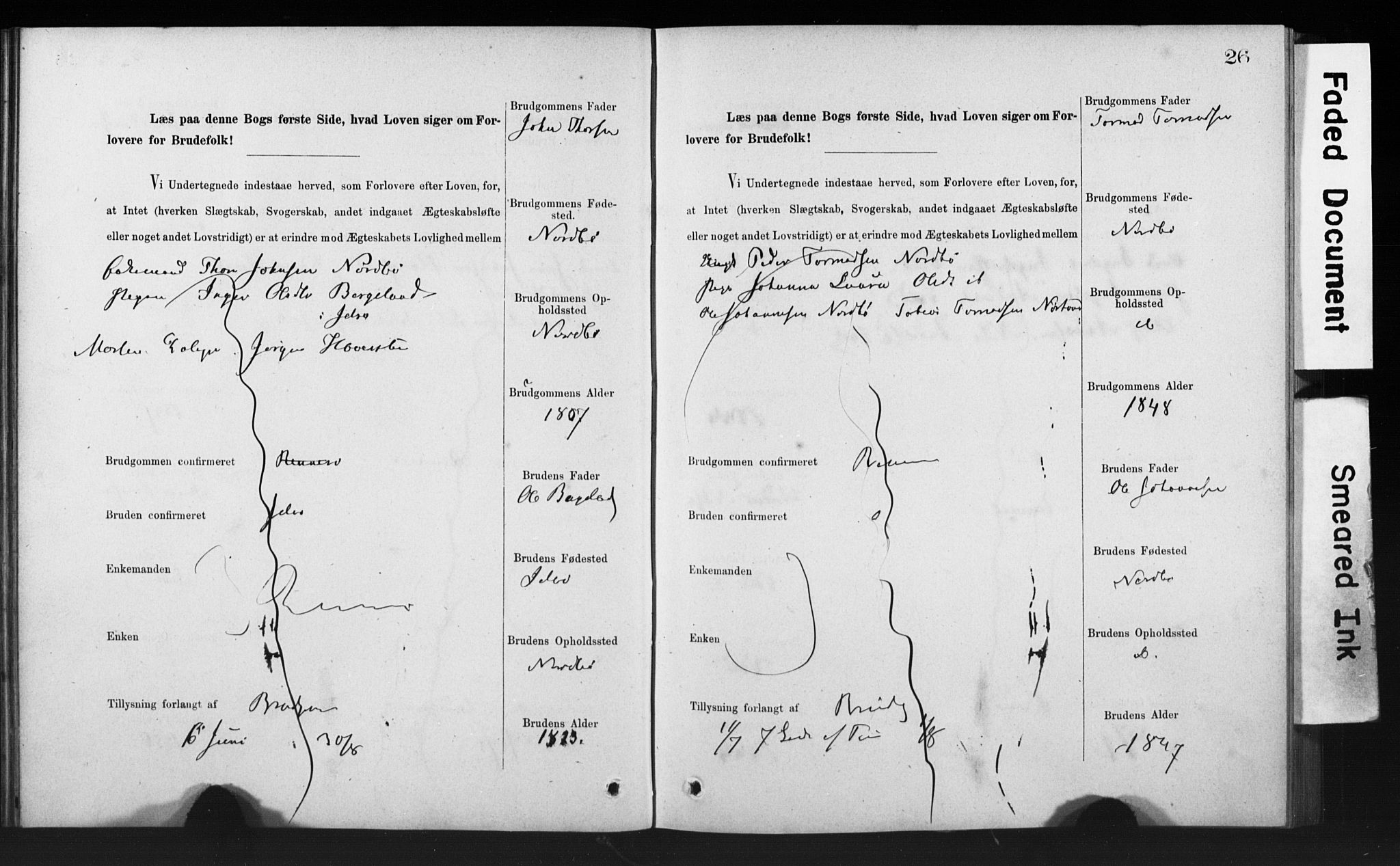 Rennesøy sokneprestkontor, AV/SAST-A -101827/I/Ie/L0001: Banns register no. 1, 1873-1898, p. 26