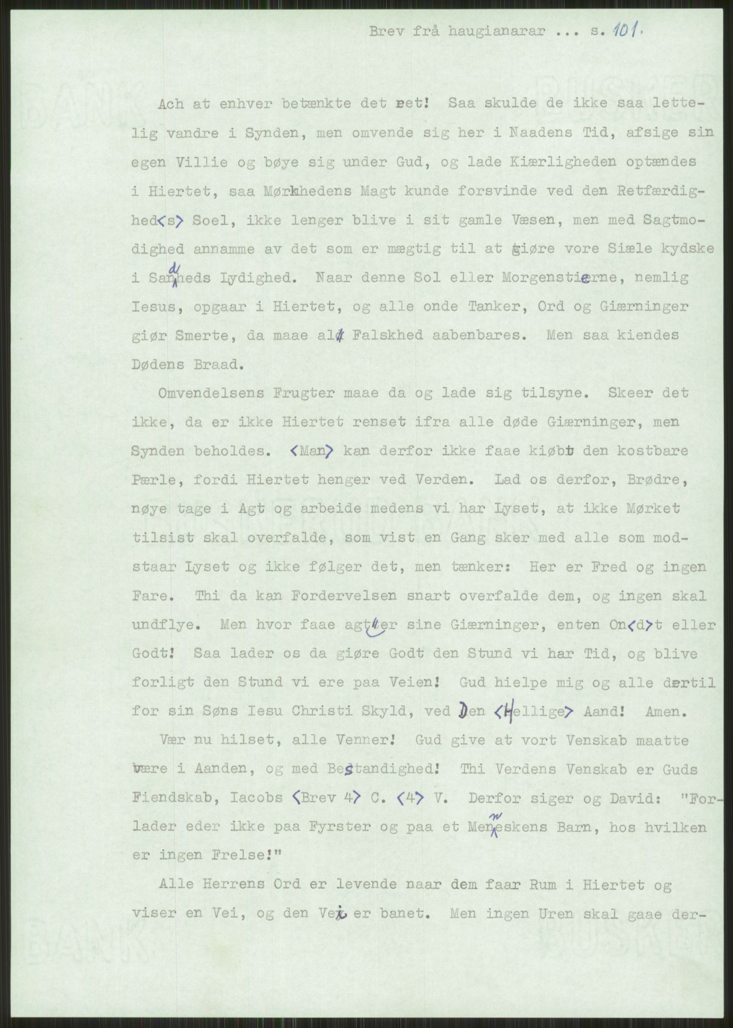 Samlinger til kildeutgivelse, Haugianerbrev, AV/RA-EA-6834/F/L0001: Haugianerbrev I: 1760-1804, 1760-1804, p. 101