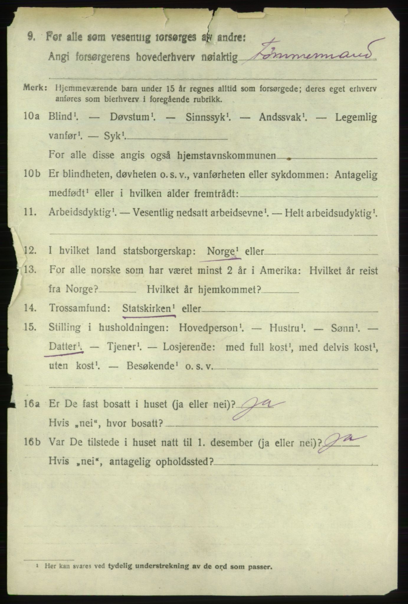 SAB, 1920 census for Fjelberg, 1920, p. 2738