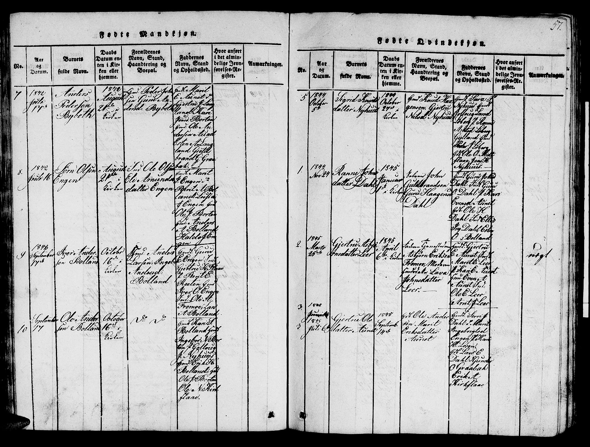 Ministerialprotokoller, klokkerbøker og fødselsregistre - Sør-Trøndelag, SAT/A-1456/693/L1121: Parish register (copy) no. 693C02, 1816-1869, p. 57