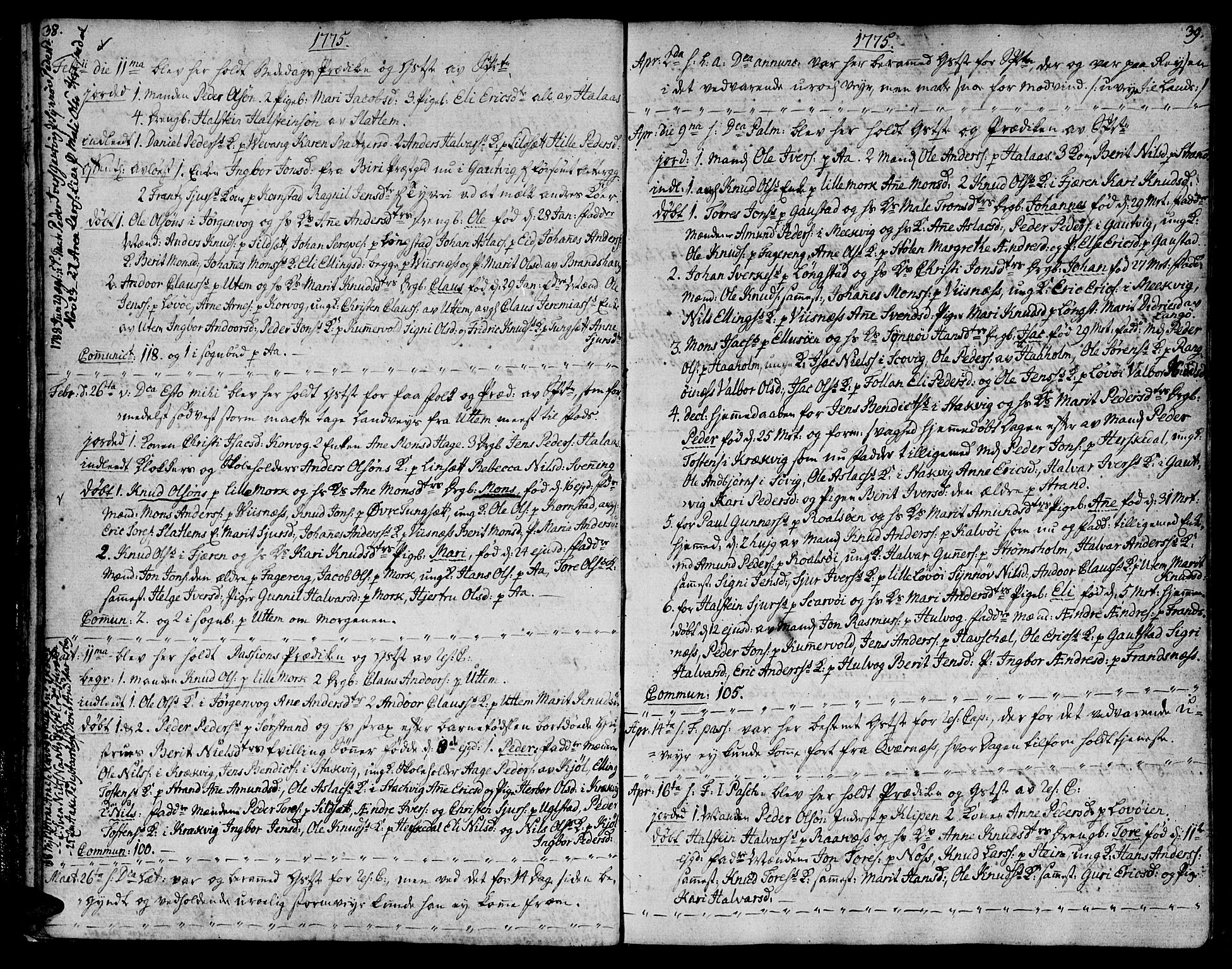 Ministerialprotokoller, klokkerbøker og fødselsregistre - Møre og Romsdal, SAT/A-1454/570/L0829: Parish register (official) no. 570A03, 1769-1788, p. 38-39