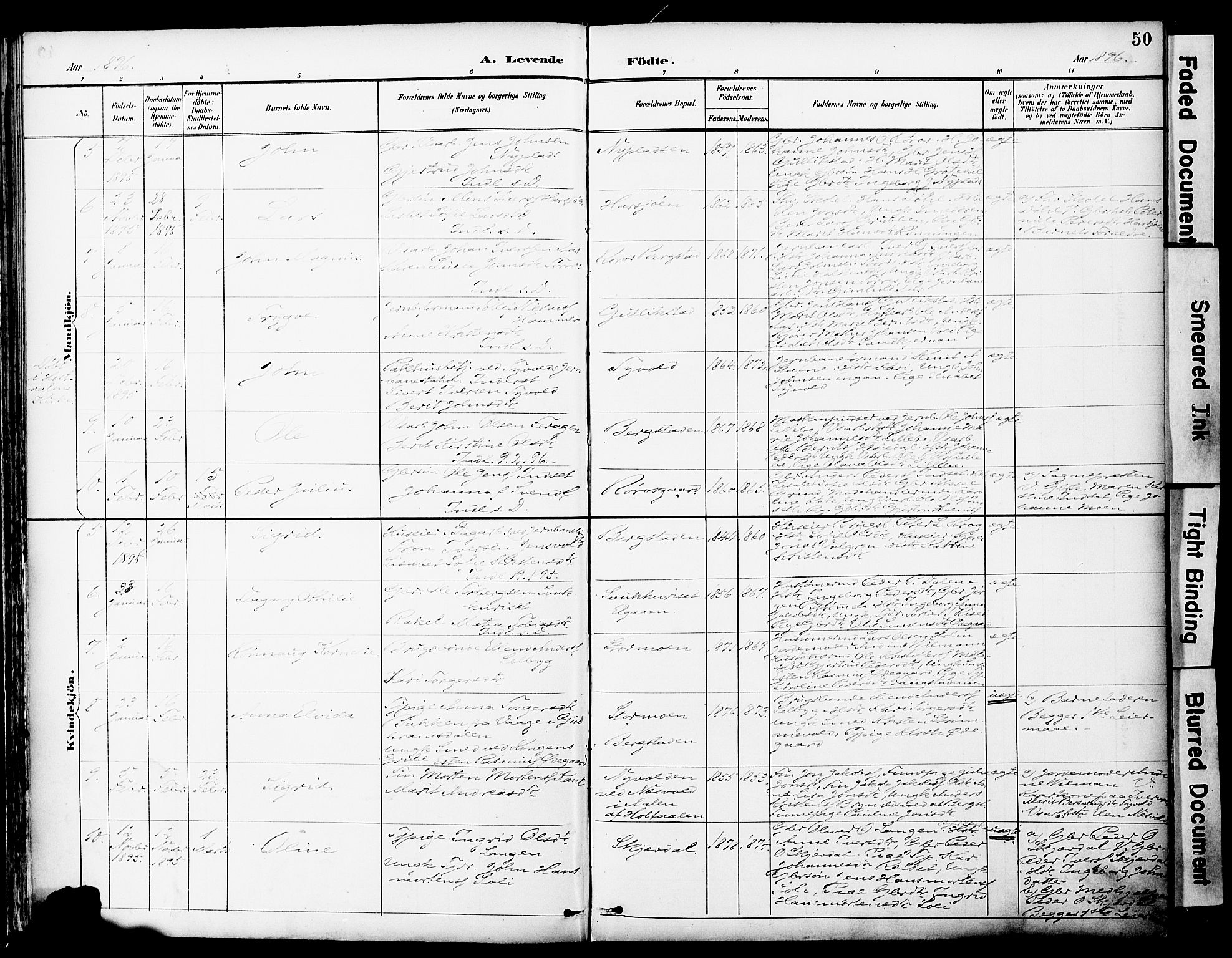 Ministerialprotokoller, klokkerbøker og fødselsregistre - Sør-Trøndelag, SAT/A-1456/681/L0935: Parish register (official) no. 681A13, 1890-1898, p. 50