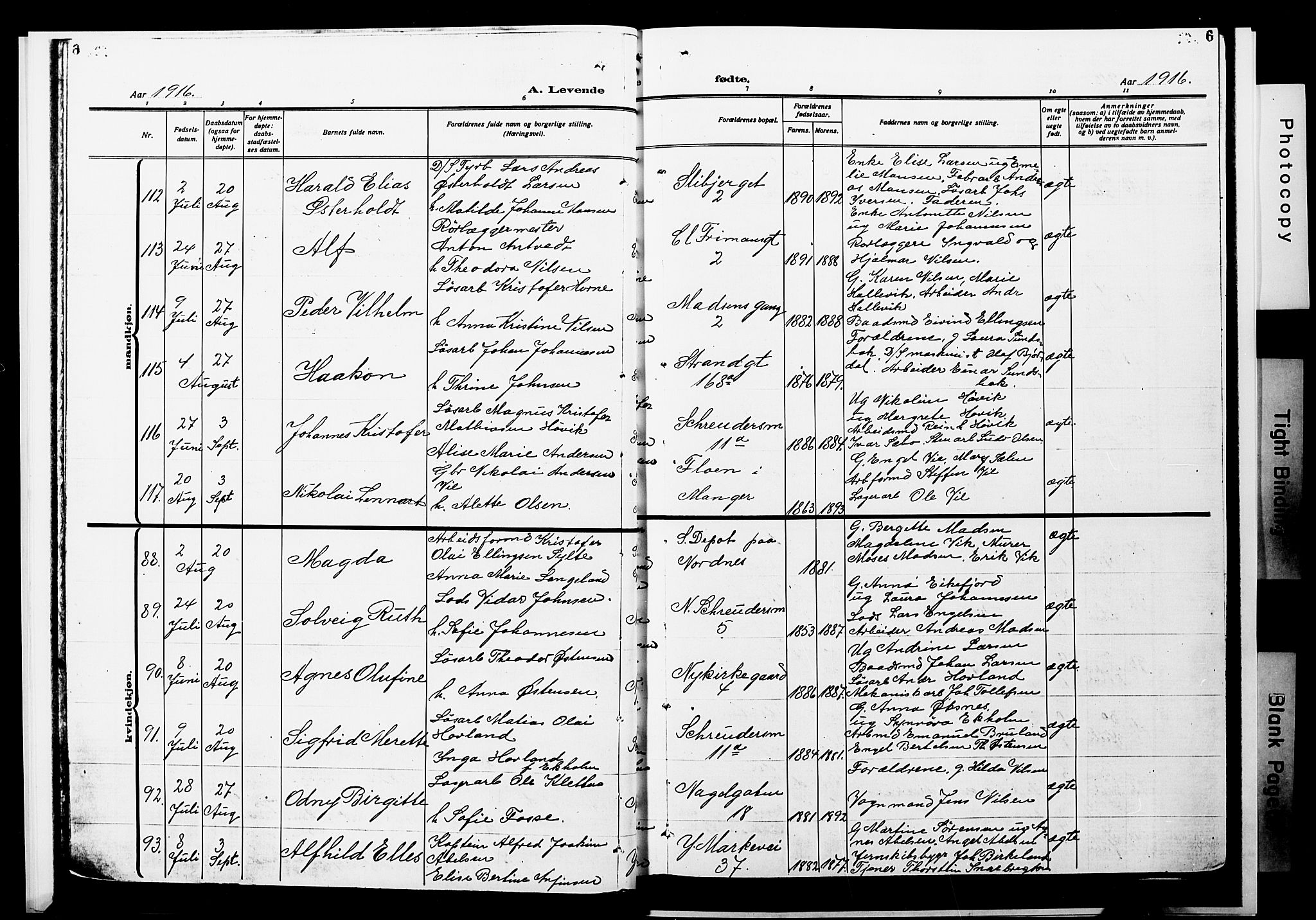 Nykirken Sokneprestembete, AV/SAB-A-77101/H/Hab: Parish register (copy) no. B 7, 1916-1921, p. 6