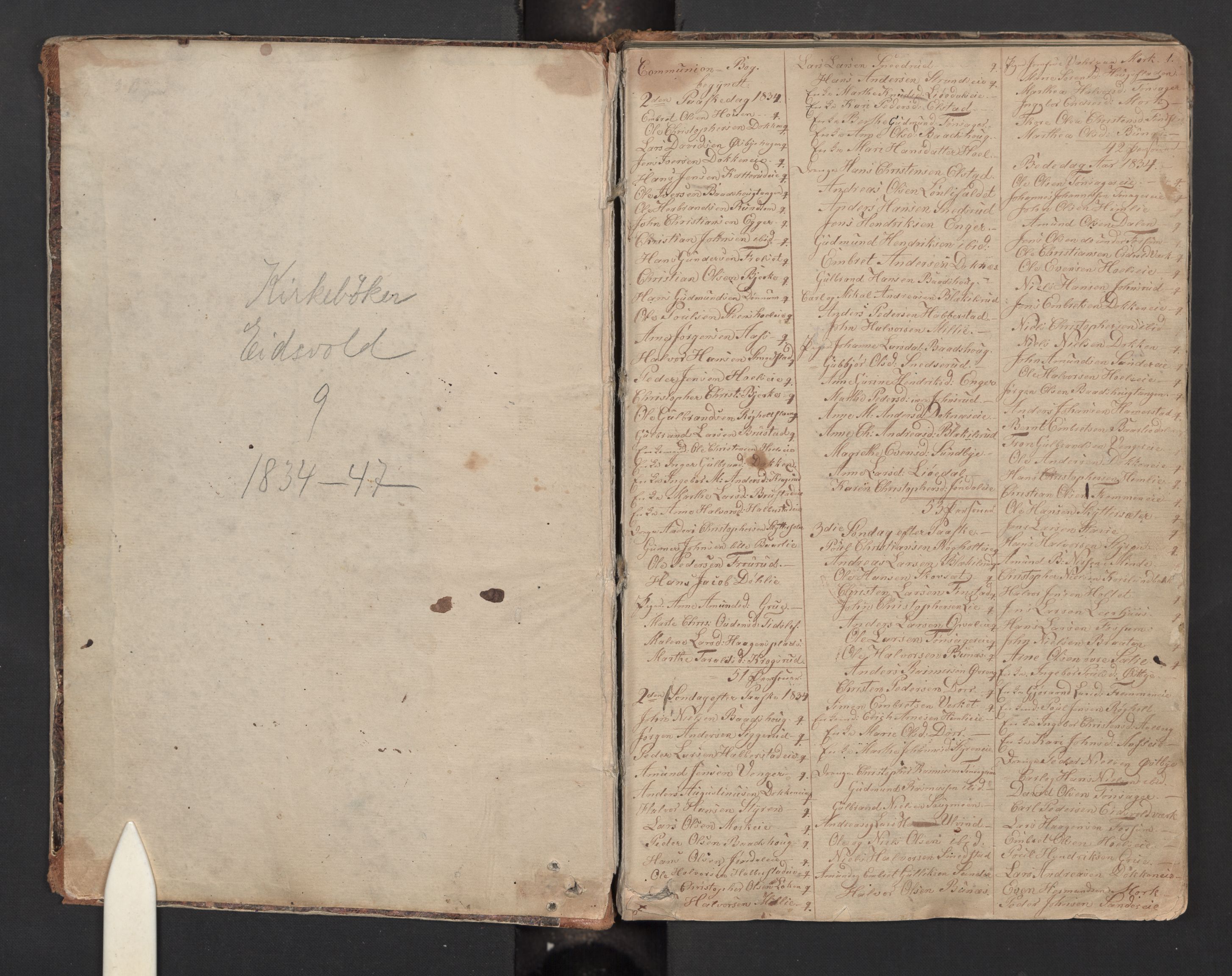 Eidsvoll prestekontor Kirkebøker, AV/SAO-A-10888/M/Ma/L0002: Communicants register no. I 2, 1834-1847, p. 1