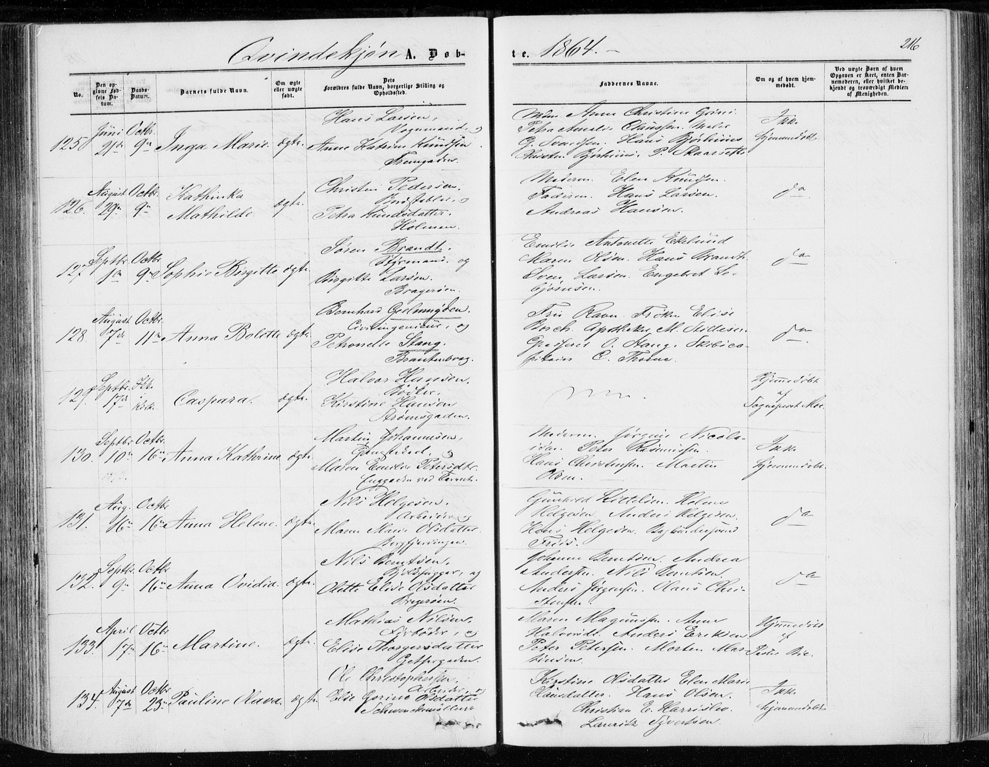 Bragernes kirkebøker, AV/SAKO-A-6/F/Fb/L0003: Parish register (official) no. II 3, 1860-1868, p. 216