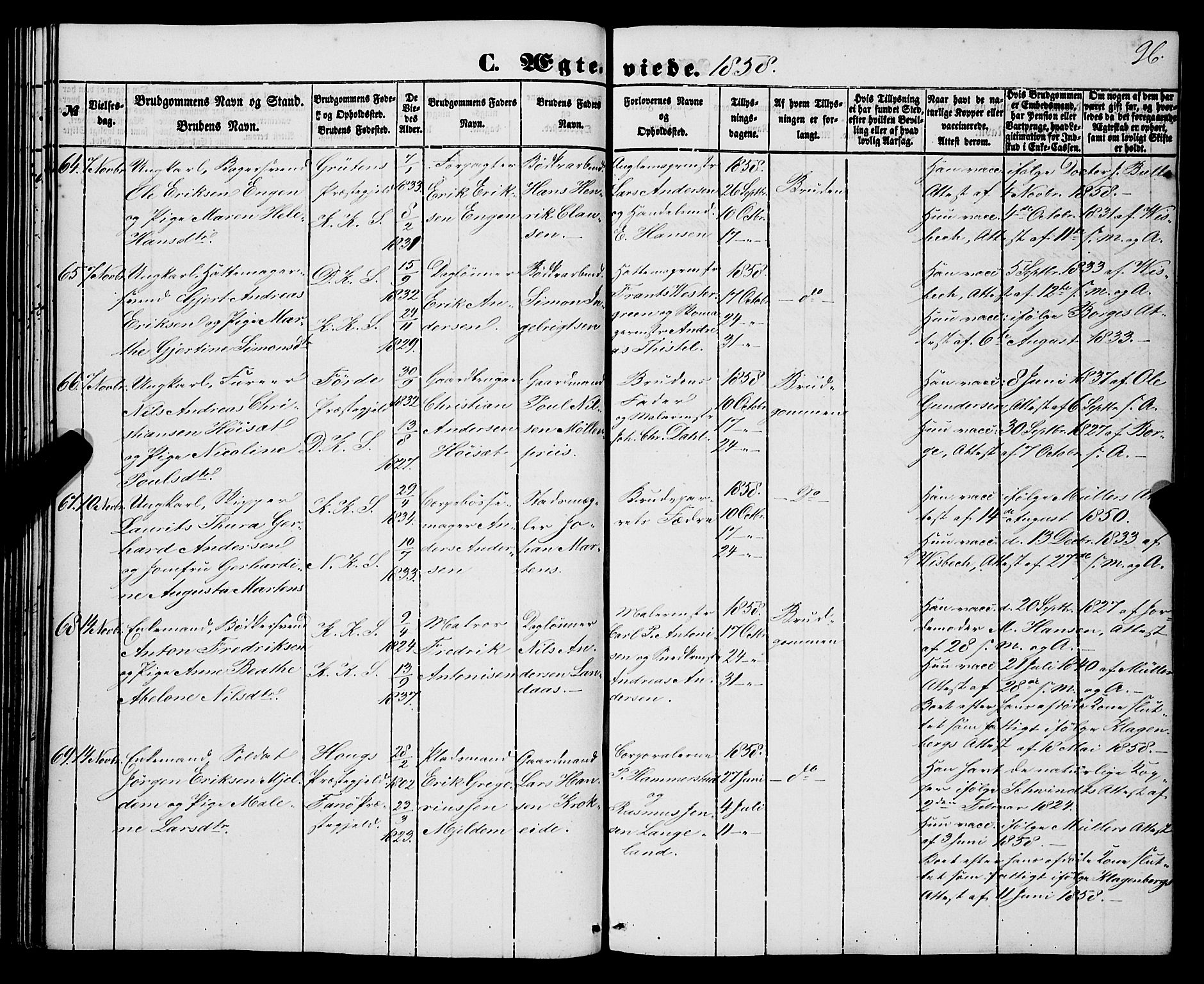 Korskirken sokneprestembete, AV/SAB-A-76101/H/Haa/L0035: Parish register (official) no. D 2, 1852-1867, p. 96